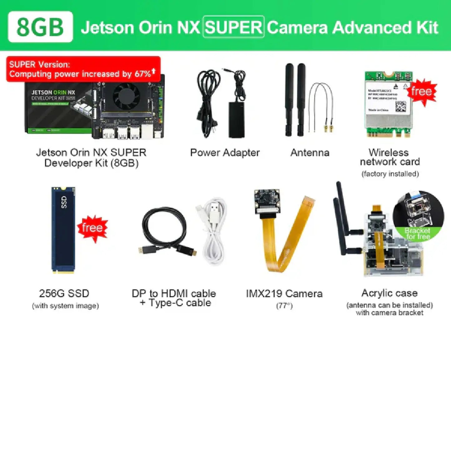 Yahboom Jetson Orin NX SUPER Developer Kit 8GB/16GB RAM (117TOPS/157TOPS)