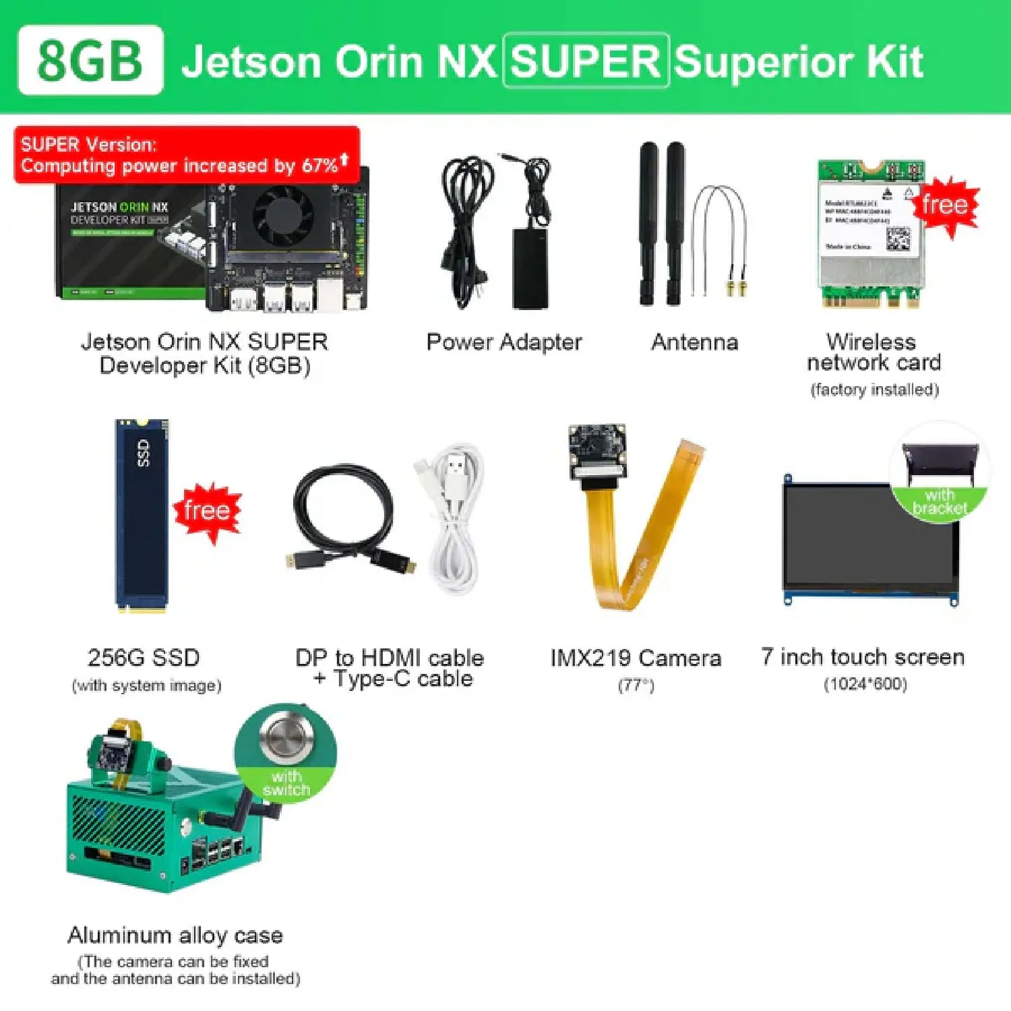 Yahboom Jetson Orin NX SUPER Developer Kit 8GB/16GB RAM (117TOPS/157TOPS)