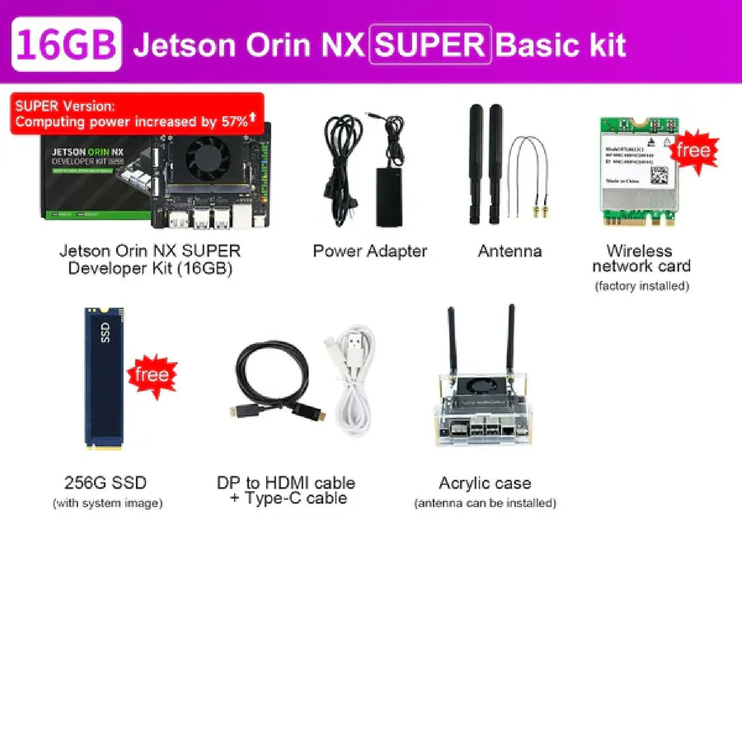 Yahboom Jetson Orin NX SUPER Developer Kit 8GB/16GB RAM (117TOPS/157TOPS)