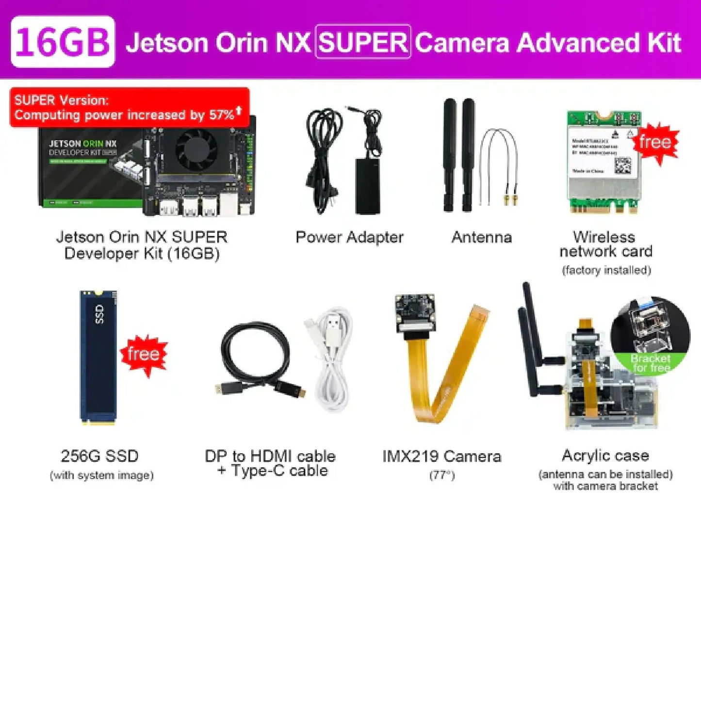 Yahboom Jetson Orin NX SUPER Developer Kit 8GB/16GB RAM (117TOPS/157TOPS)