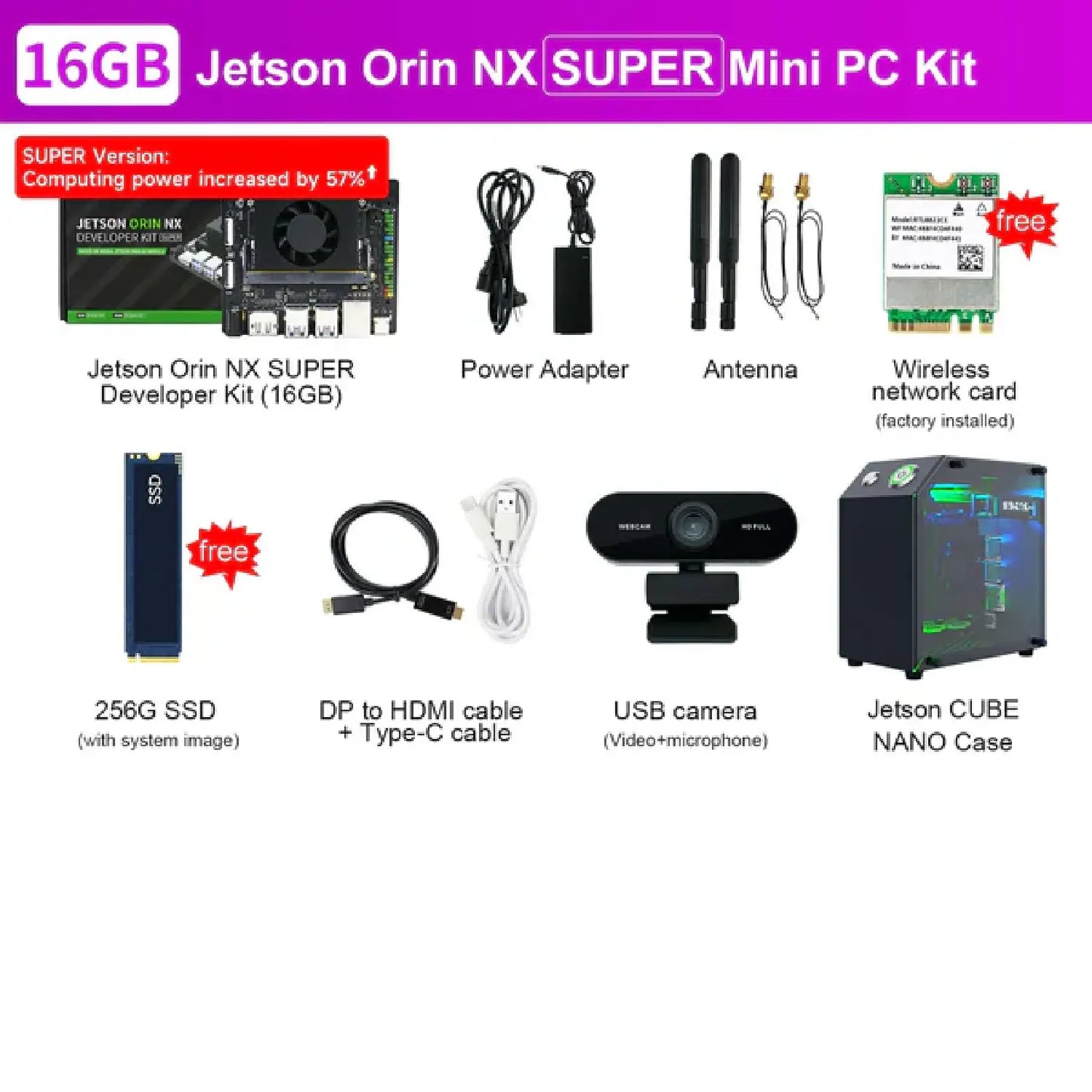Yahboom Jetson Orin NX SUPER Developer Kit 8GB/16GB RAM (117TOPS/157TOPS)