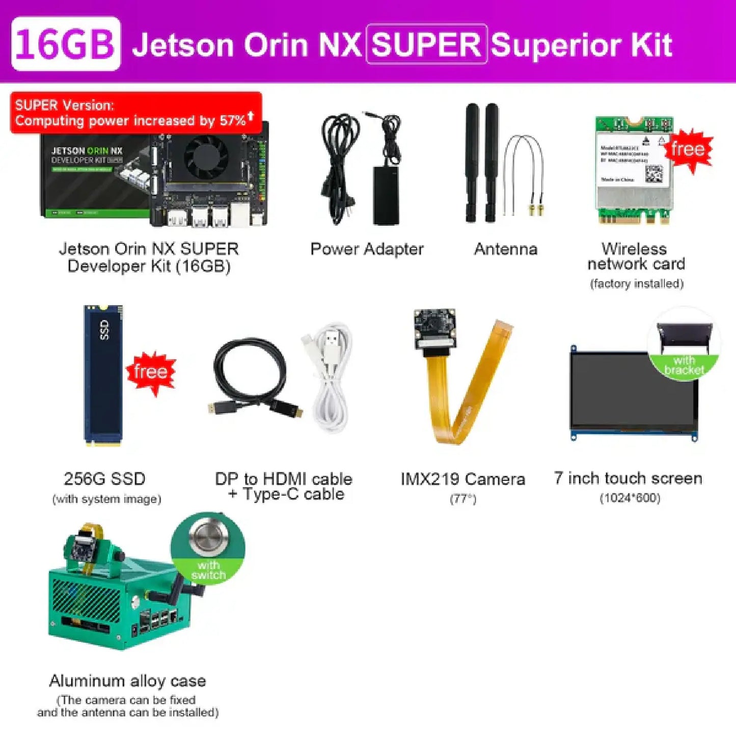 Yahboom Jetson Orin NX SUPER Developer Kit 8GB/16GB RAM (117TOPS/157TOPS)