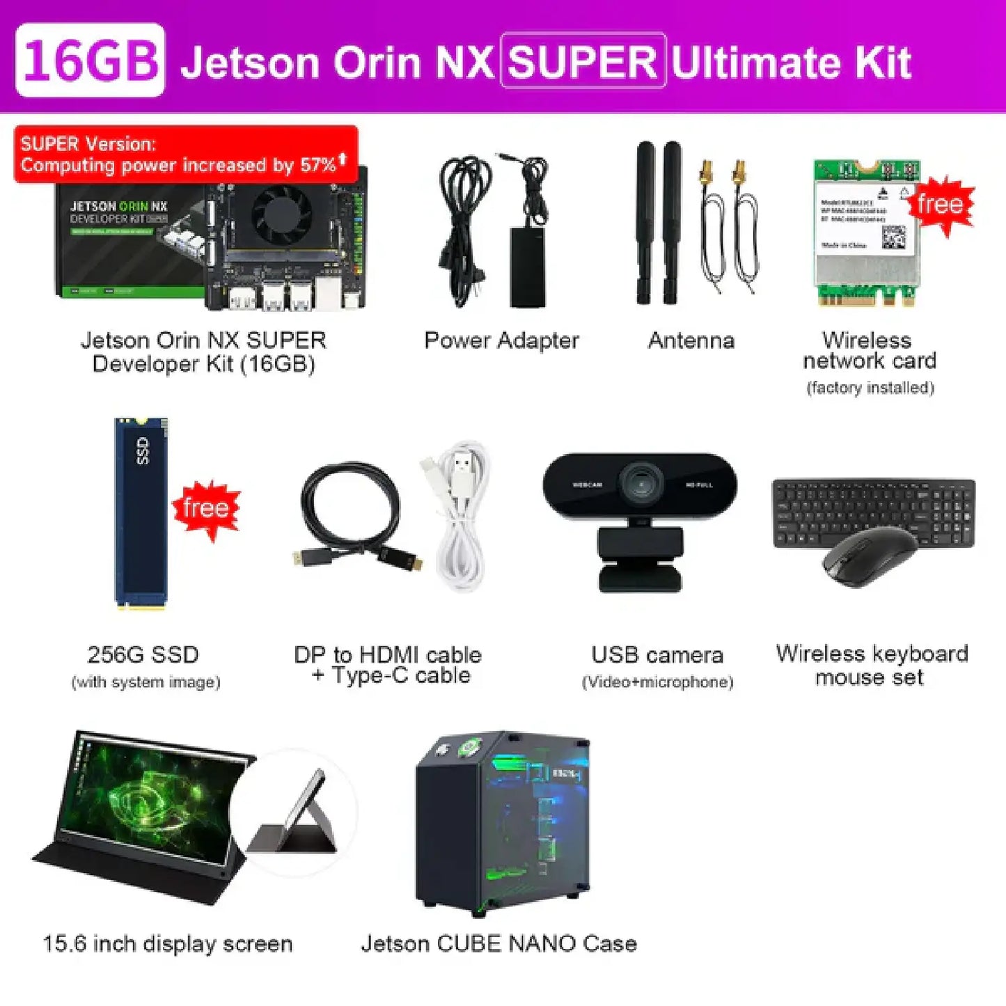 Yahboom Jetson Orin NX SUPER Developer Kit 8GB/16GB RAM (117TOPS/157TOPS)