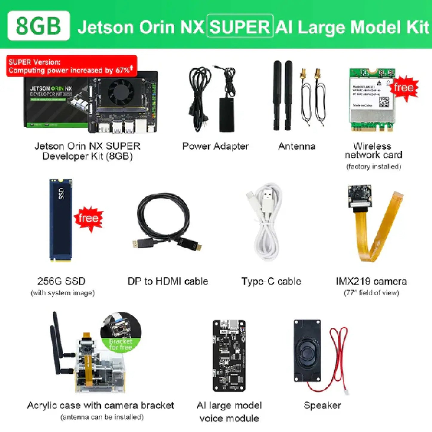 Yahboom Jetson Orin NX SUPER Developer Kit 8GB/16GB RAM (117TOPS/157TOPS)