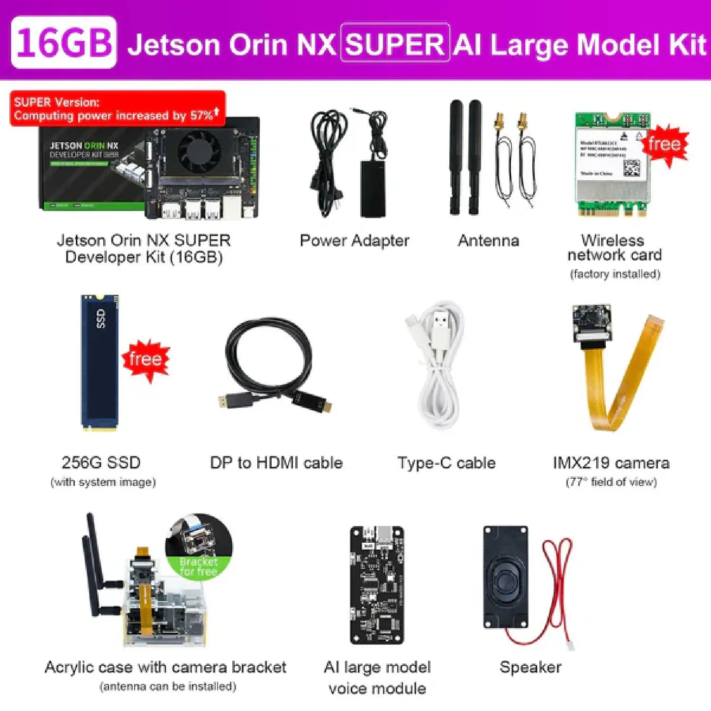 Yahboom Jetson Orin NX SUPER Developer Kit 8GB/16GB RAM (117TOPS/157TOPS)