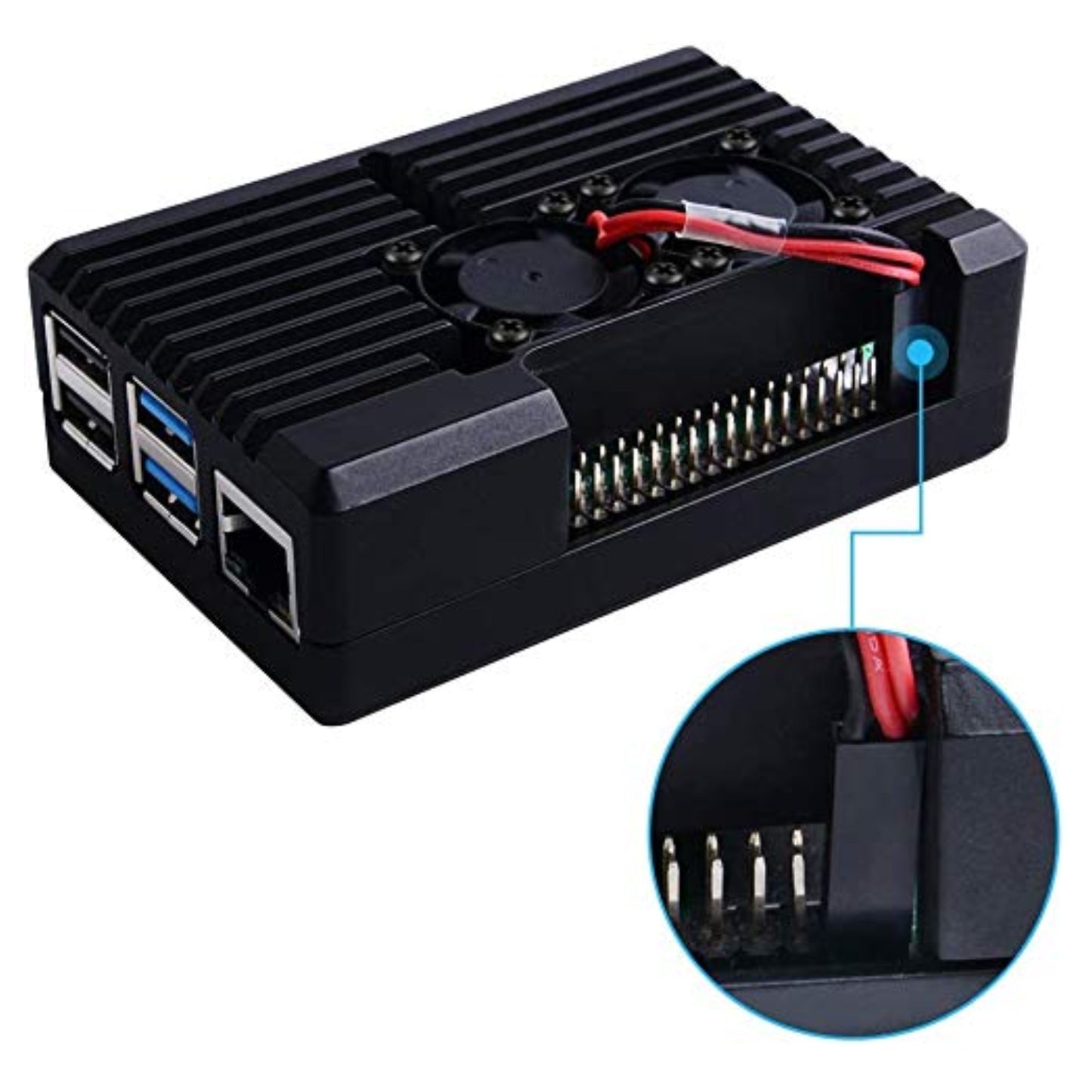 Raspberry Pi 4 Armor Case, Passive Aluminum Alloy Metal Case with Cooling Fan for Raspberry Pi 4 Model B (2510 Fan)- RS2653