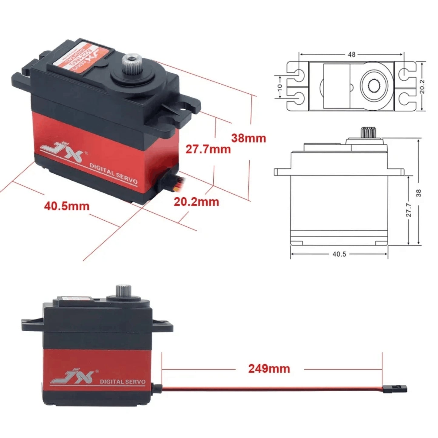 JX Servo PDI-6215MG Coreless Digital Servo 15KG High-Torque Metal Gear Servo For RC Vehicles