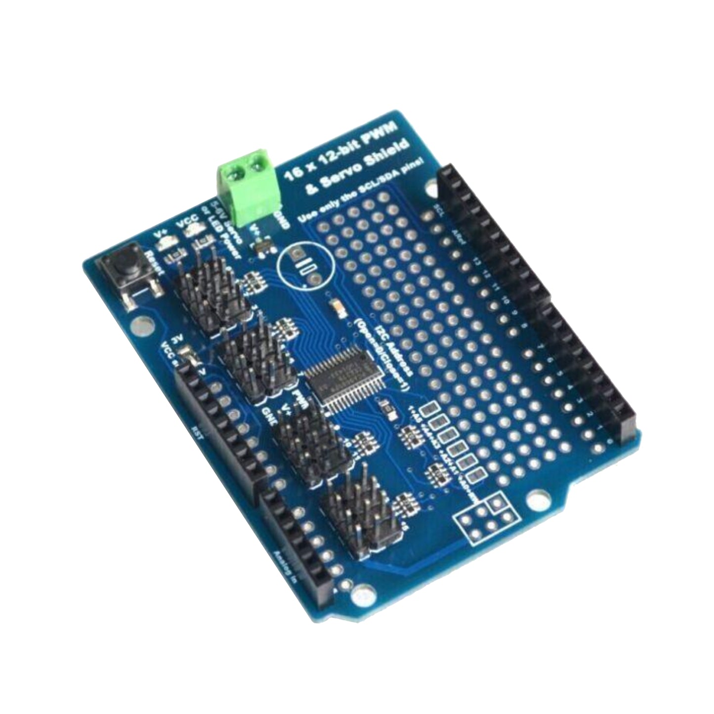 PCA9685 16-Channel 12-Bit PWM Servo Driver Shield I2C Interface Module for Arduino, Raspberry Pi, and Microcontrollers Controls Up to 16 Servos or LEDs - AA174