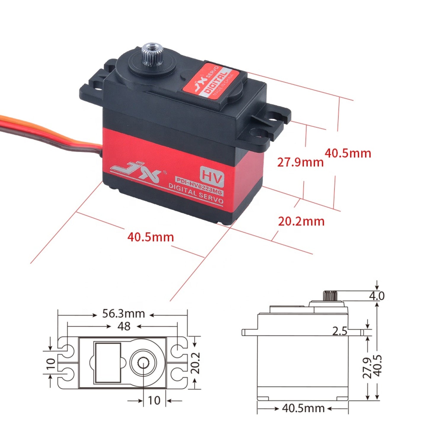 JX Servo PDI-HV6223MG 23KG Coreless HV Digital Servo for Demanding RC & Robotic Projects