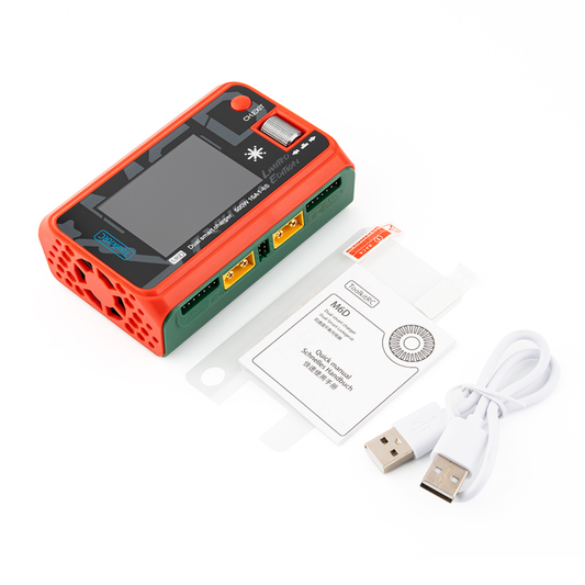 ToolkitRC M6D Dual Smart Charger, 500W 15A 1-6S Lipo Battery Charger/Discharger With XT60 Input/Output and USB Port, Limited Edition For RC FPV Drone