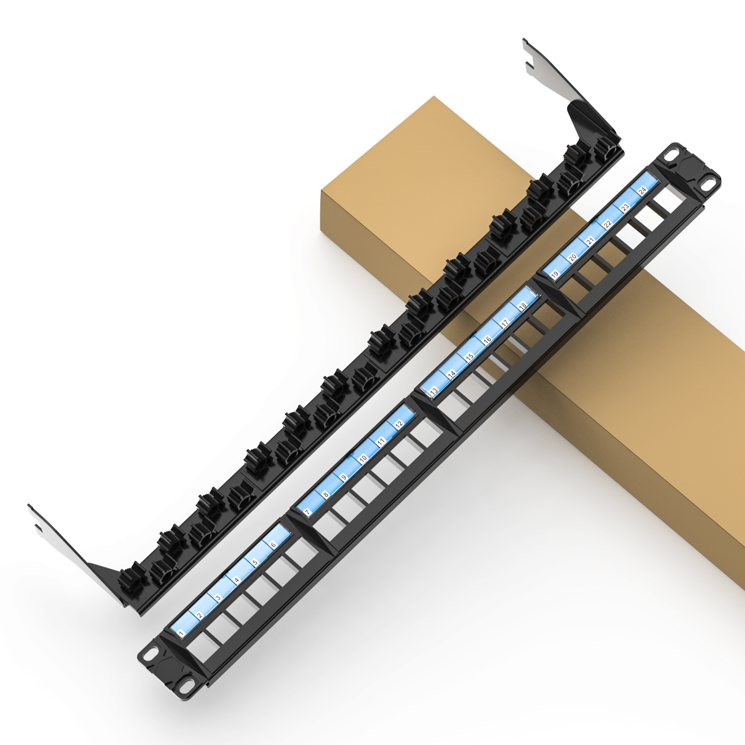 1U 24-Port UTP Blank Patch Panel With Removable Back Bar