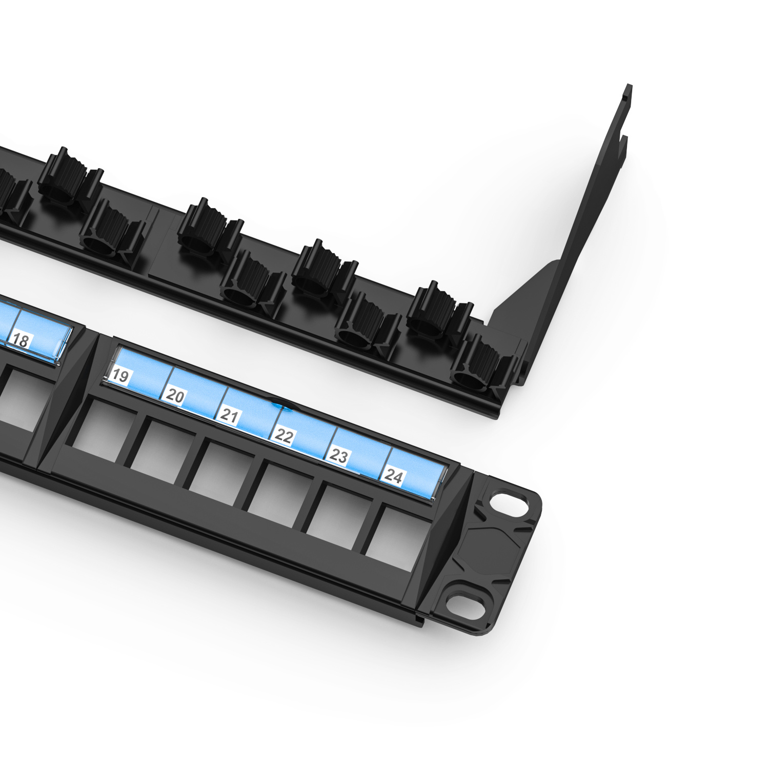1U 24-Port UTP Blank Patch Panel With Removable Back Bar