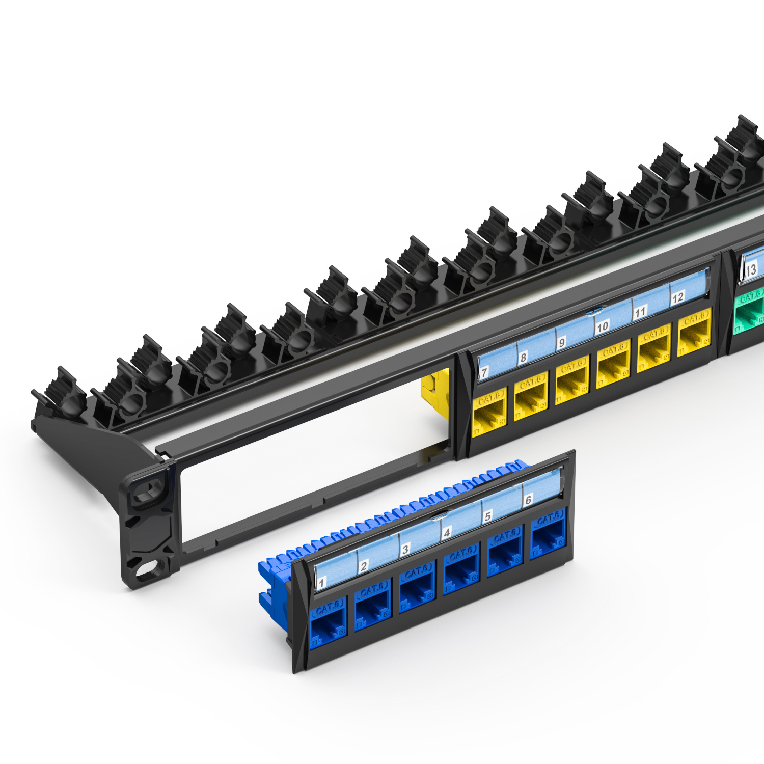 1U 24-Port UTP Blank Patch Panel With Removable Back Bar