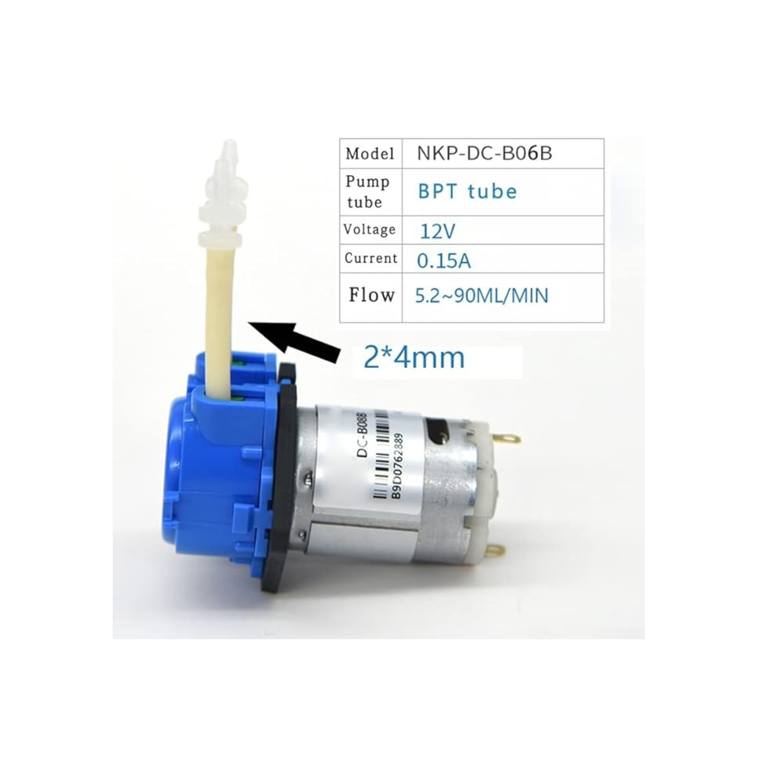 Kamoer 6V 0.35A, 60ml/min Peristaltic Pump, Long-Life Silicone Tubing
