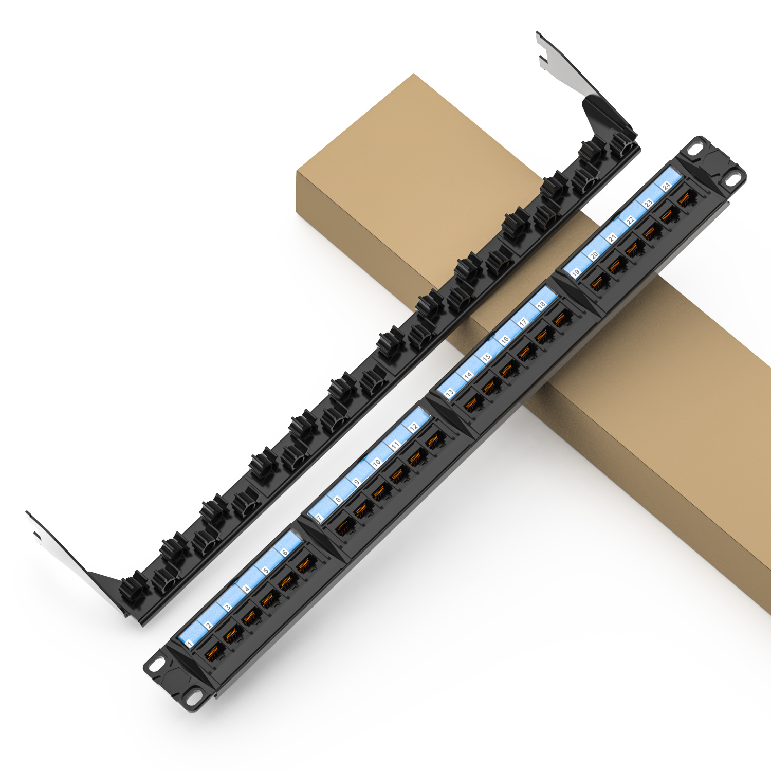 High‑Density 24‑Port Cat6A UTP Patch Panel 1U