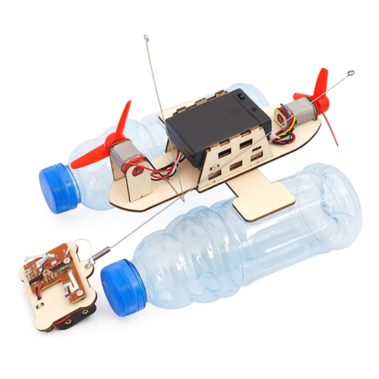 DIY Wind Turbine Boat Kit Wooden Remote Control Boat Student Handmade Assembled Wind Turbine Model Boat DIY Science Experiment Educational Toys - RS6486