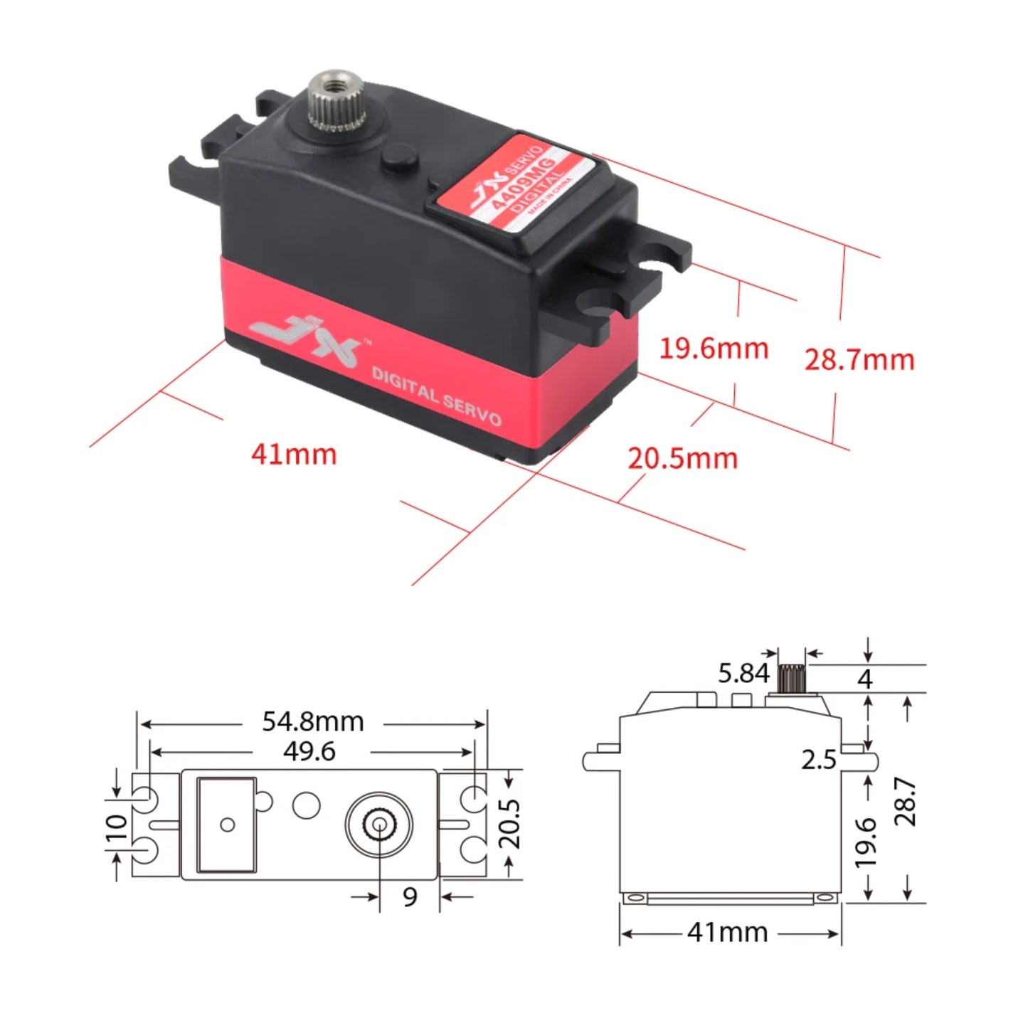 JX Servo PDI-4409MG Coreless Digital Standard Servo 9KG High-Torque Servo For RC Models