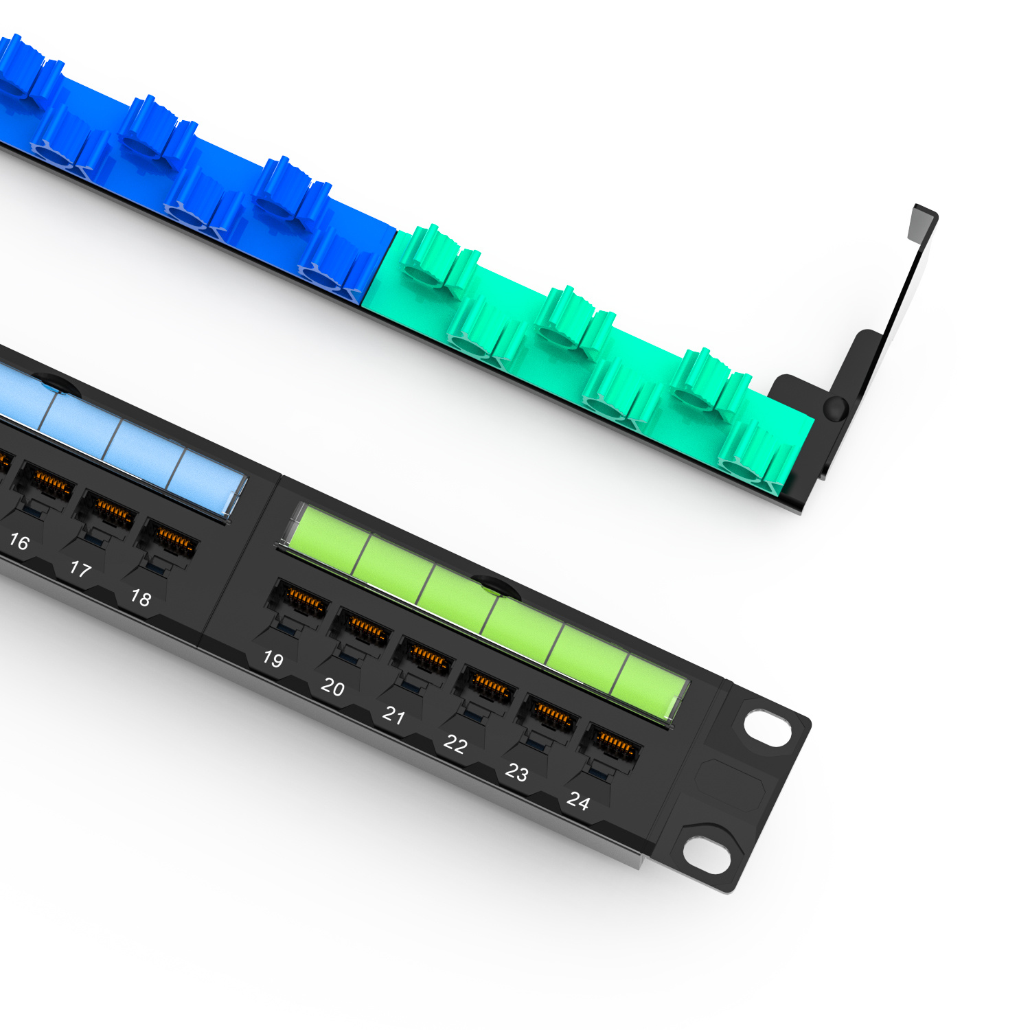 1U 24-Port Patch Panel with Back Bar