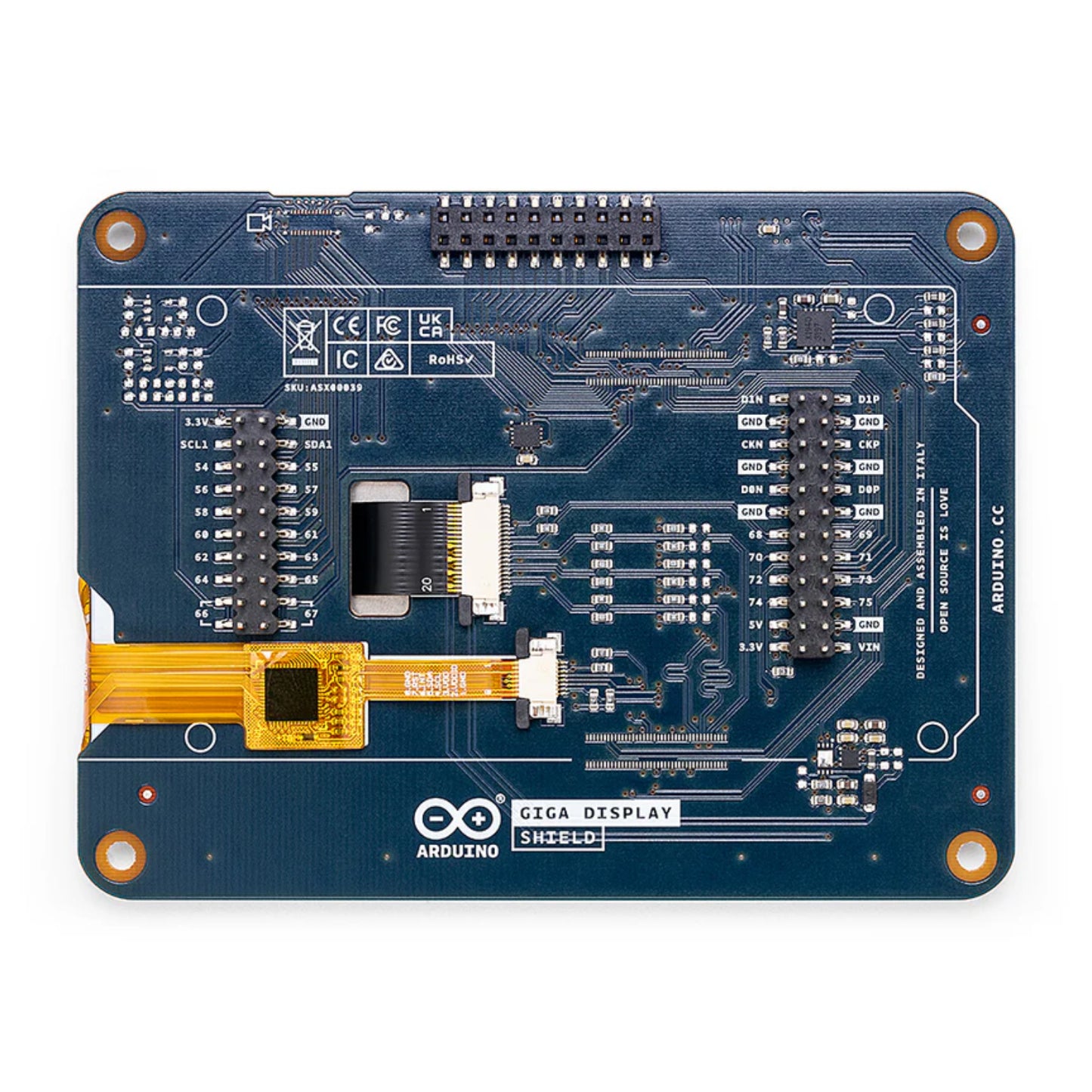 Official Arduino GIGA Display Shield with Capacitive Touch, 3.97-inch IPS Screen, and GIGA R1 WiFi Compatibility, Add GUI and Camera Interface - RS8606