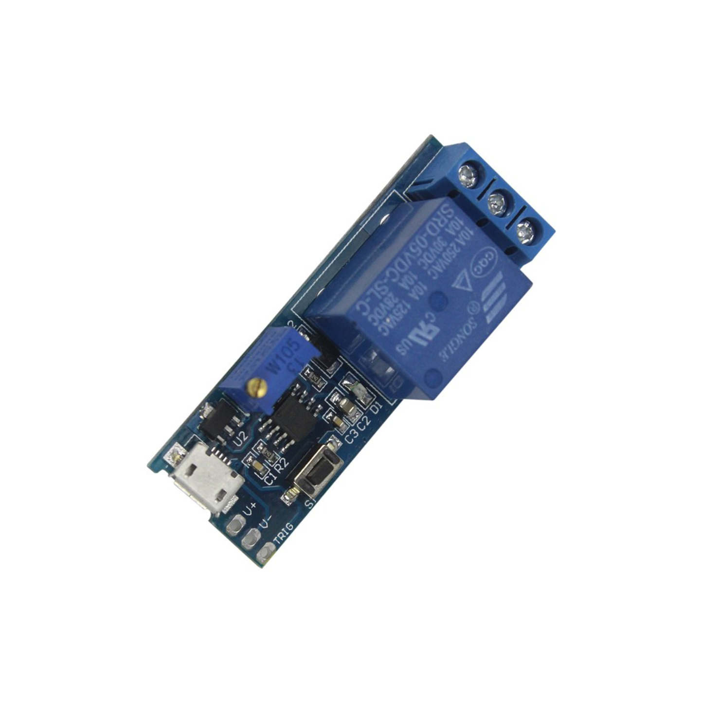 XCLUMA 5V-30V Delay Relay Timer Module Adjustable Trigger Delay Switch with Micro USB Power for DC Circuits, Automation, DIY Electronics, and Microcontroller Projects - RS9456