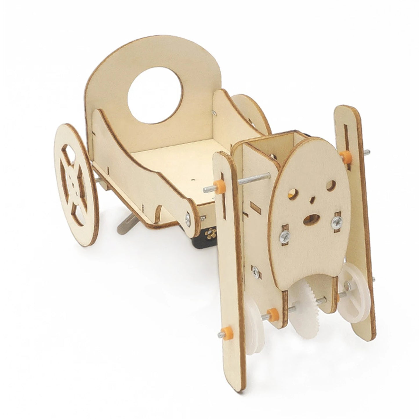 DIY Robot Pulling Cart STEM Kit Wooden Robot and Cart Building Toy Educational Robot Pulling Cart Construction Kit Hands-on STEM Toy: Build a Robot Rickshaw - RS6312