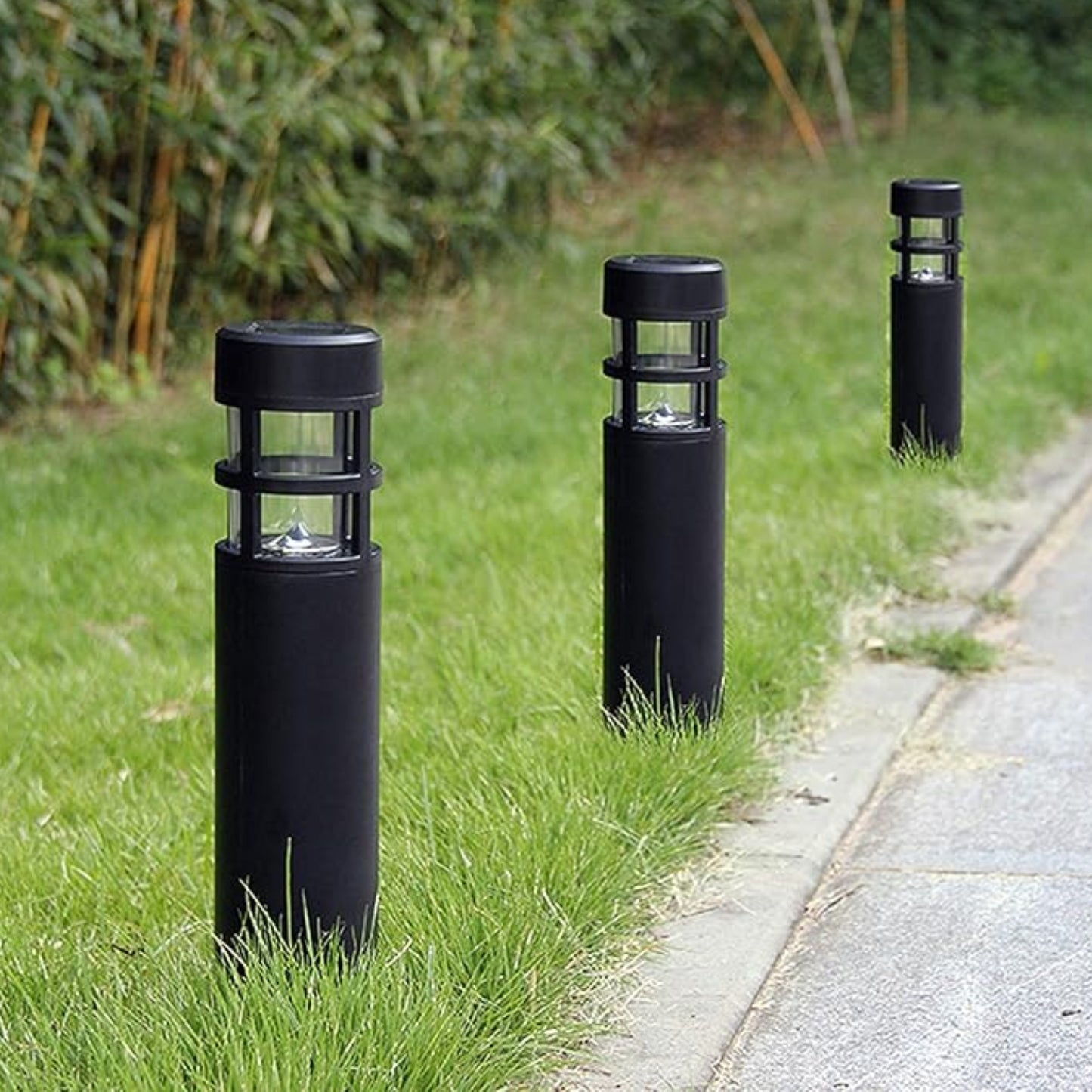 Solar Bollard Pathway LED Light Solar Garden Lights Outdoor - LED Bollard Solar Powered Path Lighting For Patio Pathway Backyard Lawn Landscaping, Pack Of 1 - RS5858