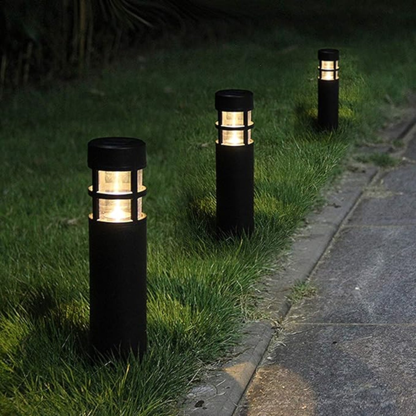 Solar Bollard Pathway LED Light Solar Garden Lights Outdoor - LED Bollard Solar Powered Path Lighting For Patio Pathway Backyard Lawn Landscaping, Pack Of 1 - RS5858