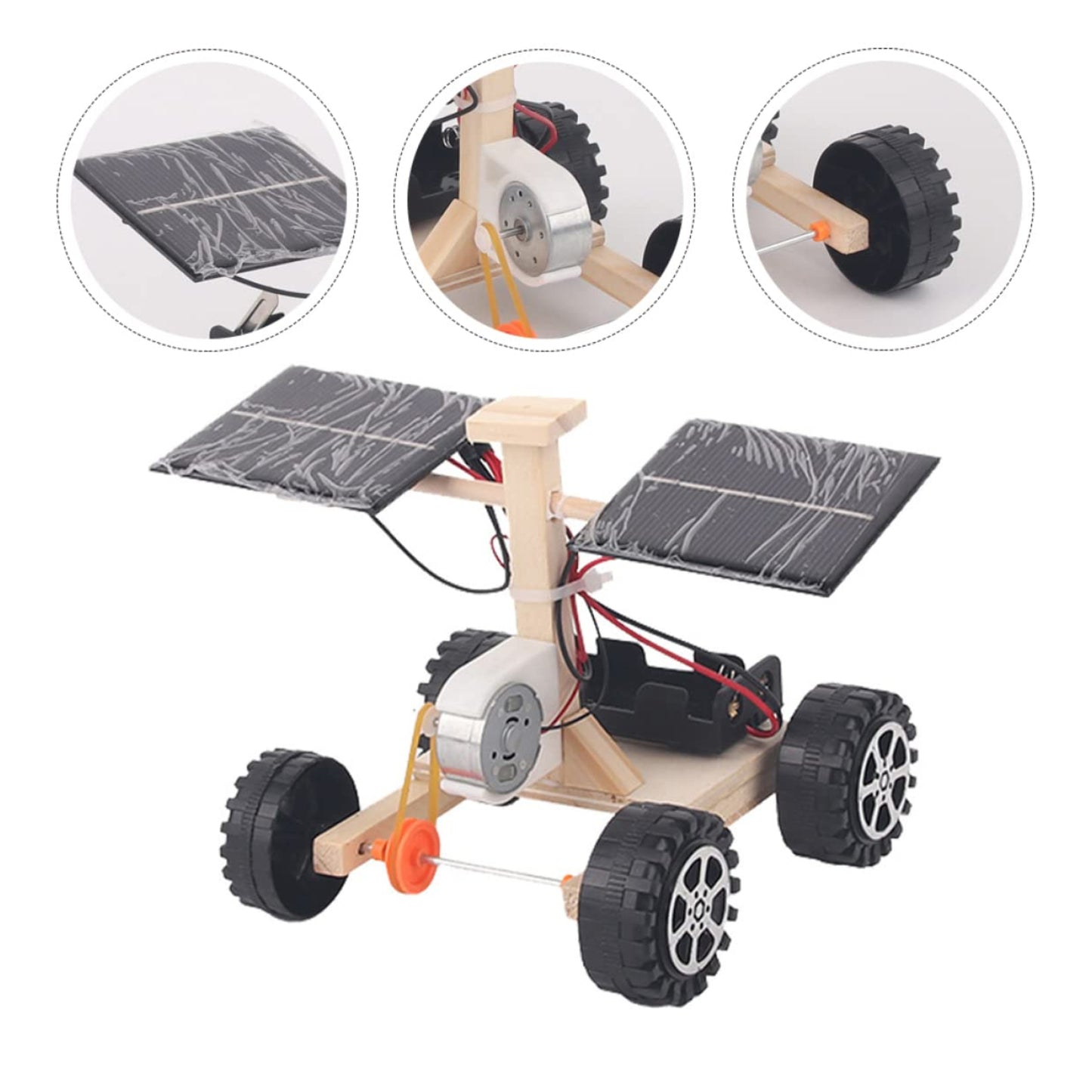 Solar Powered Car STEM Kit Self-Assembly Car Eco-Friendly Science Electric Car Model Technological Vehicles Kit Experiment Puzzle Kit For Children - RS6292