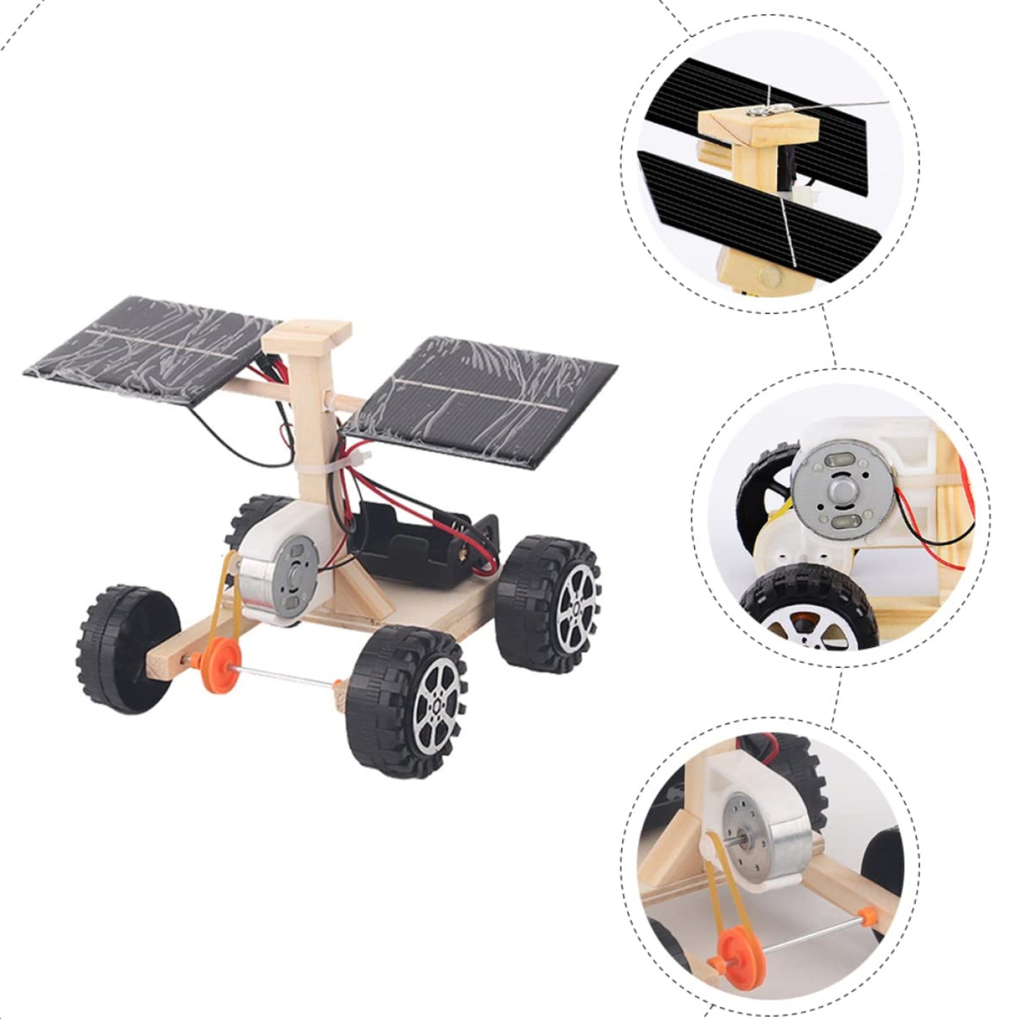 Solar Powered Car STEM Kit Self-Assembly Car Eco-Friendly Science Electric Car Model Technological Vehicles Kit Experiment Puzzle Kit For Children - RS6292