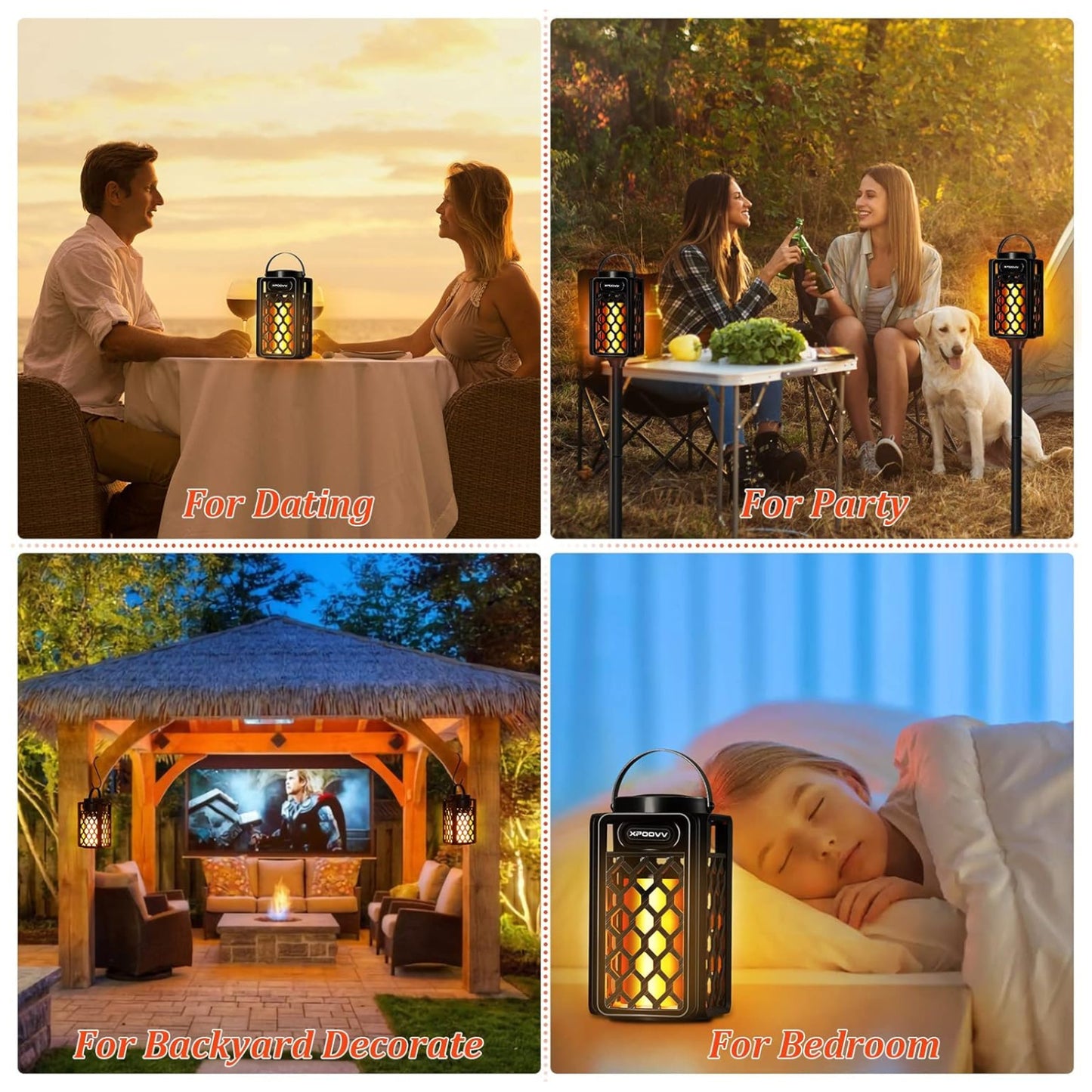 Bluetooth Speaker with Flickering Flame Light 10W Waterproof Portable Led Flame Speaker With Torch Atmosphere 10W Enhanced Bass For Patio Porch Garden Home Backyard - RS6135
