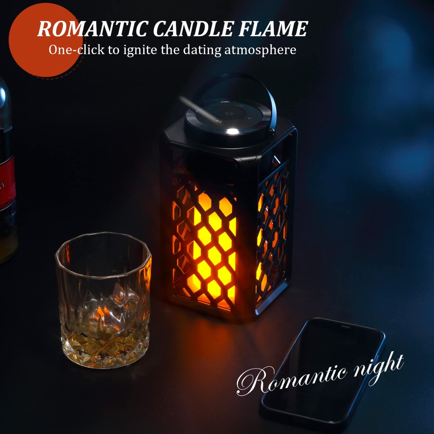 Bluetooth Speaker with Flickering Flame Light 10W Waterproof Portable Led Flame Speaker With Torch Atmosphere 10W Enhanced Bass For Patio Porch Garden Home Backyard - RS6135