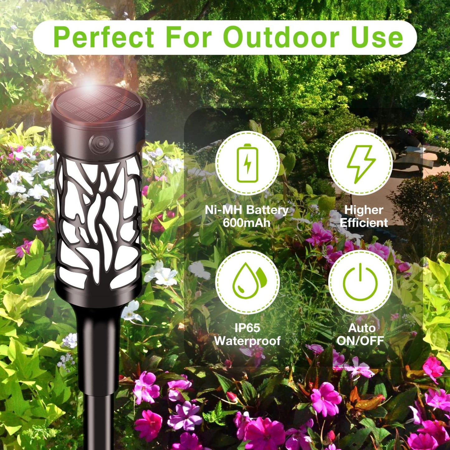 Solar Torch Lights With Dancing Flames Solar Outdoor Lights Extra-Bright Outdoor Garden Decorations Waterproof Yard Decor Holiday Lights For Pathway Patio Pack of 1 - RS5831
