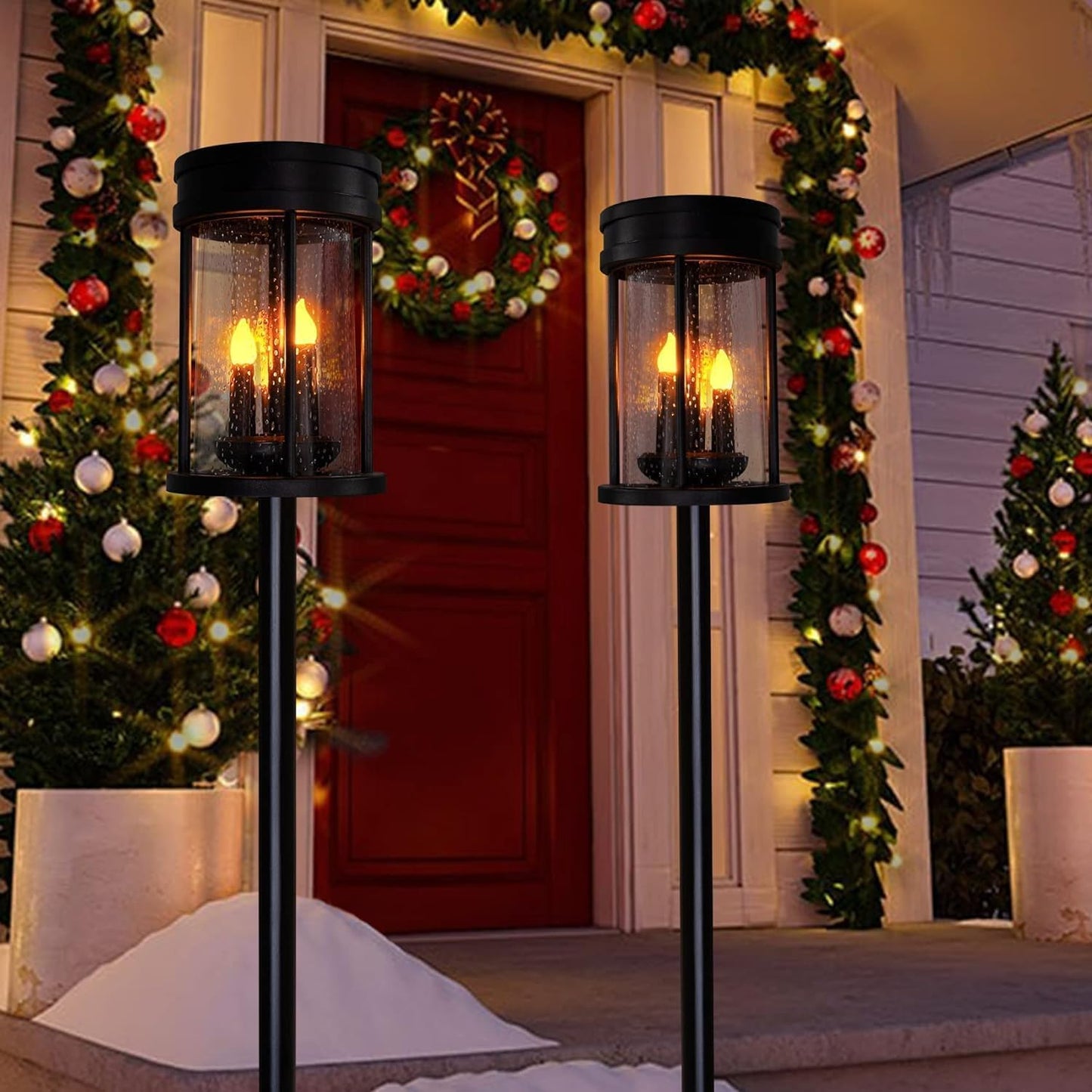 Flickering Candle Solar Lantern Stake Lights Solar-Powered Candle Lantern Stakes Garden Decoration Solar Lights Walkway Solar Lights Waterproof Solar LED Light - RS5872