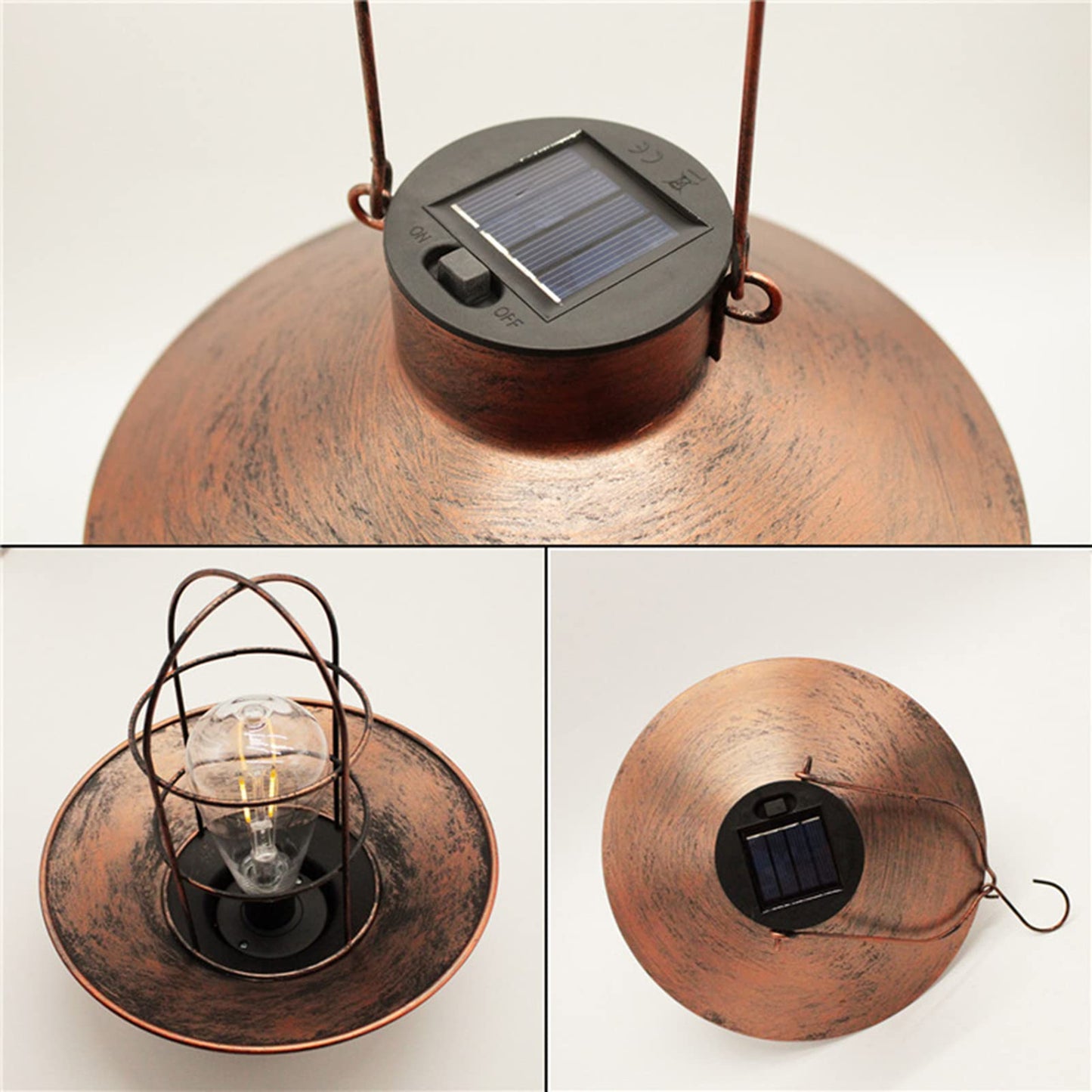 Wall Mount Hanging Solar Light Solar-Powered Hanging Lantern With Wall Mount Solar Outdoor Lights For Garden, Patio, And Fence Wireless Solar Lights - Bronze - RS6131
