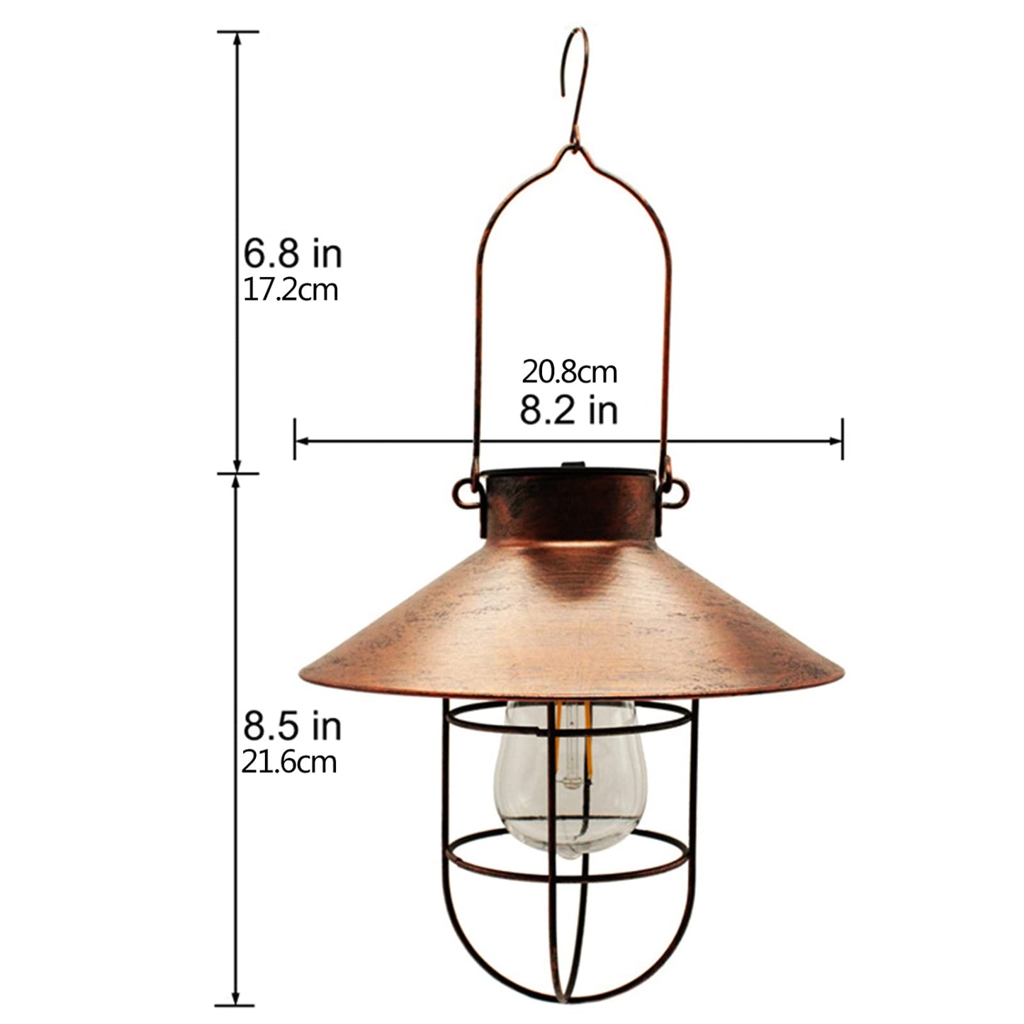 Wall Mount Hanging Solar Light Solar-Powered Hanging Lantern With Wall Mount Solar Outdoor Lights For Garden, Patio, And Fence Wireless Solar Lights - Bronze - RS6131