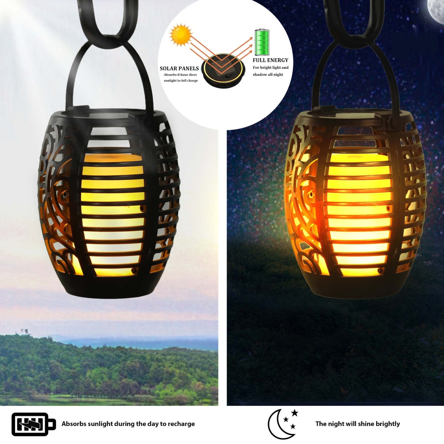Hanging Lantern Solar Light LED Solar Table Lamp Solar-Powered Hanging Lantern With Warm LED Light Decorative Outdoor Lantern For Garden And Patio, Yard, Walkway, Pathway - RS5853