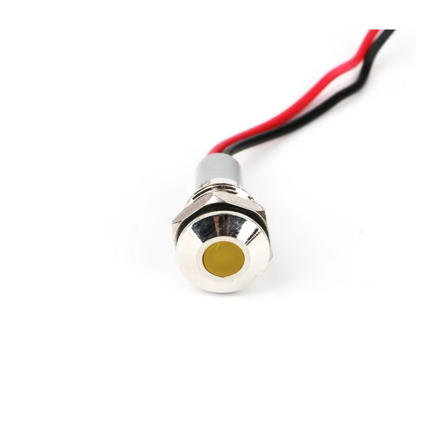 10-24V 10mm LED Metal Indicator Light With 15cm Cable 10-24V Metal Indicator Light Industrial-Grade LED Indicator Light For Machinery & Equipment - YELLOW - RS6943