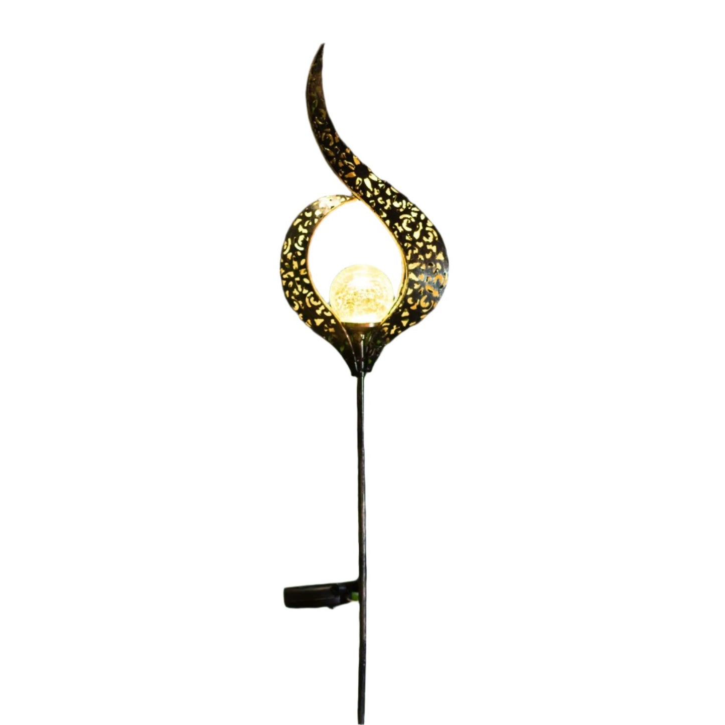Crackle Glass Globe Stake Lights Glass Globe Statue Solar Walkway Light Garden Decoration Solar Lights Yard Solar Light Waterproof Solar LED Light - Bronze - RS5871