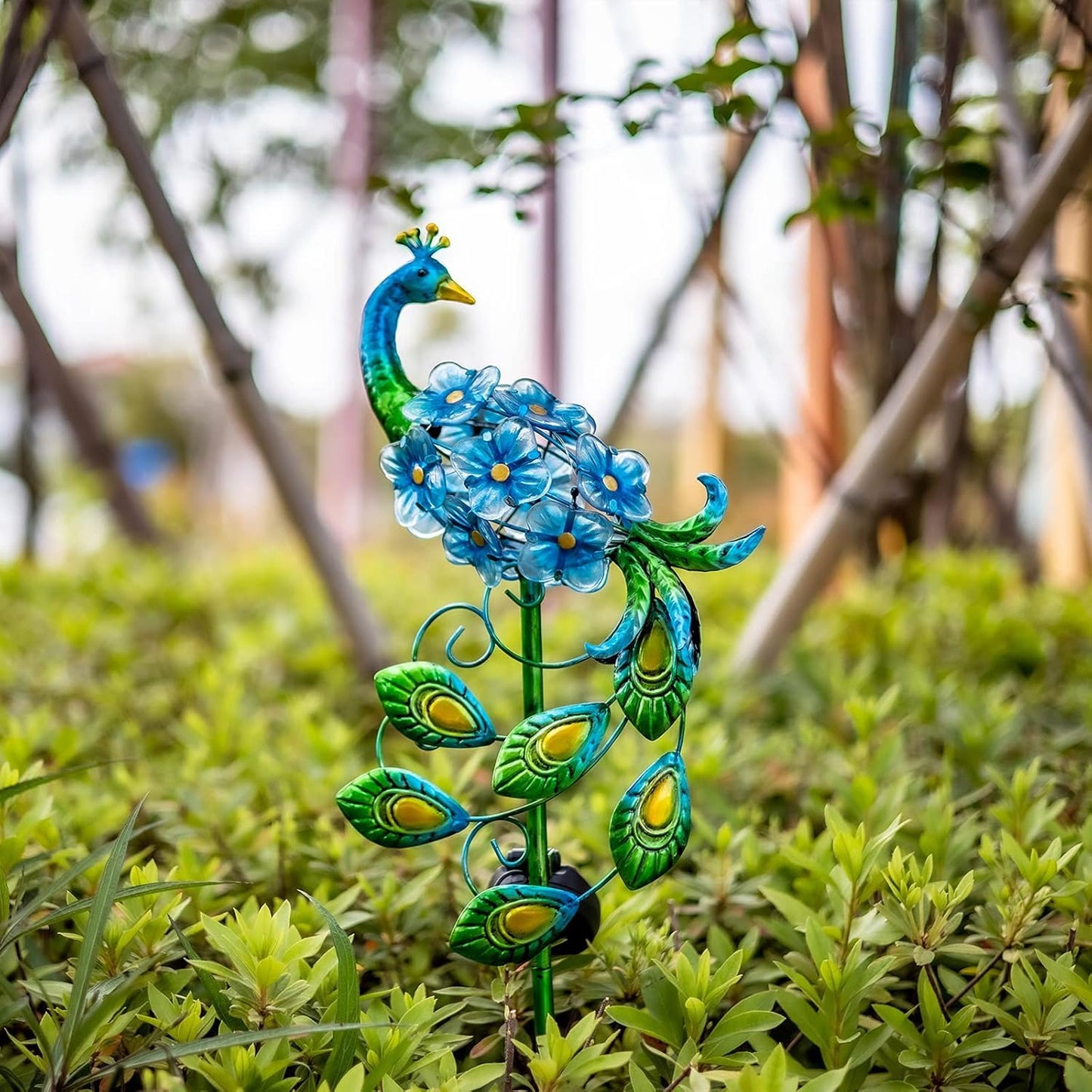 Peacock Stake Solar Lights Solar-Powered Metal Peacock Stake Lights Garden Decoration Solar Lights Walkway Solar Light Waterproof Solar LED Light - RS6137
