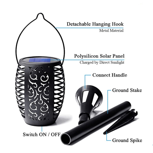 Tiki Torch Solar Lights Flickering Flame Solar Lantern 3-In-1 Solar Tiki Torch With Flickering Flame Large Solar Torch Light Outdoor Decor For Garden, Pathway, Landscape Decorations, Pack Of 1 - RS6129