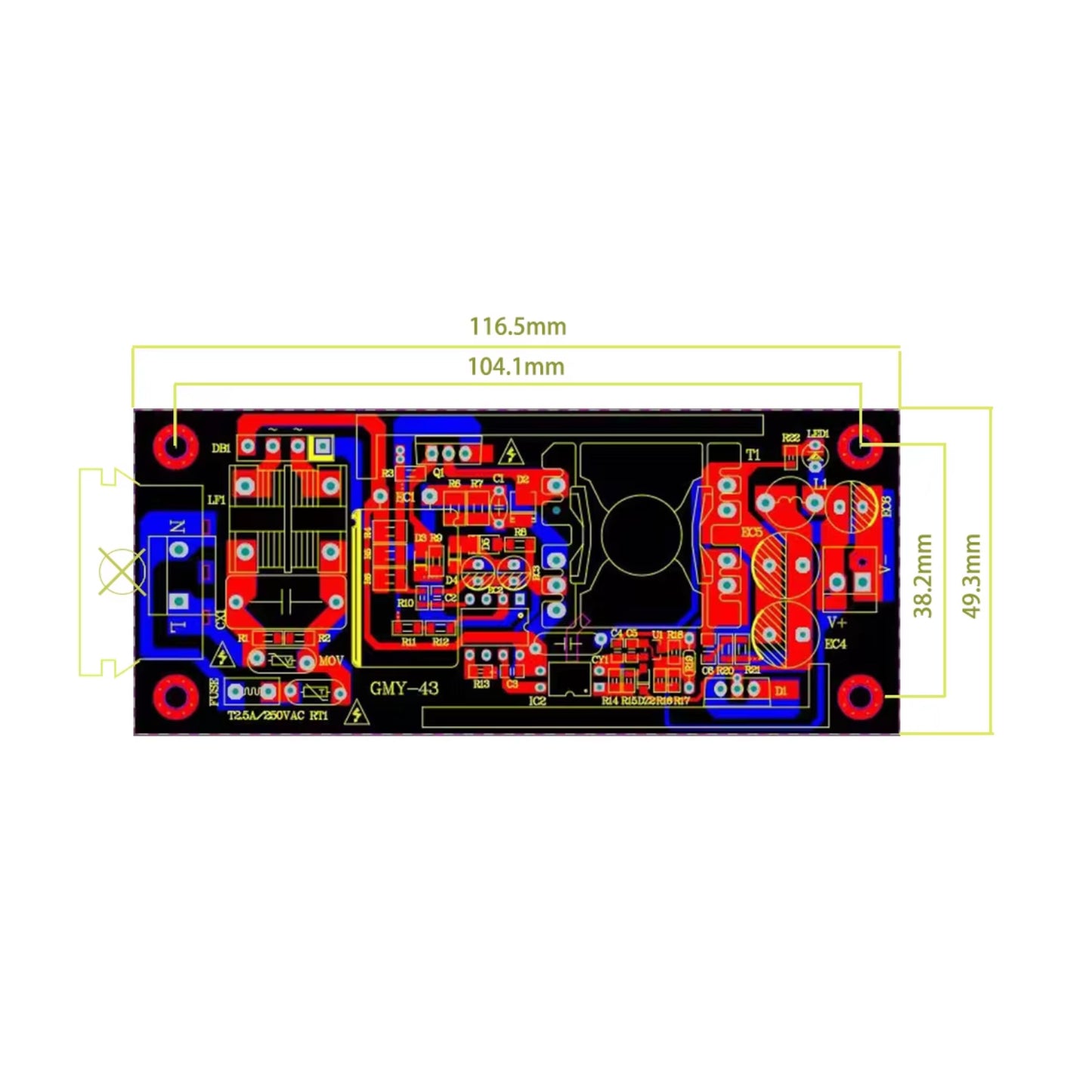 Aideepen AC to DC Power Supply Module AC 220V to DC 12V/24V Isolated Switching Power Supply With Adjustable Output 2.5A 5A Step Down Converter Module