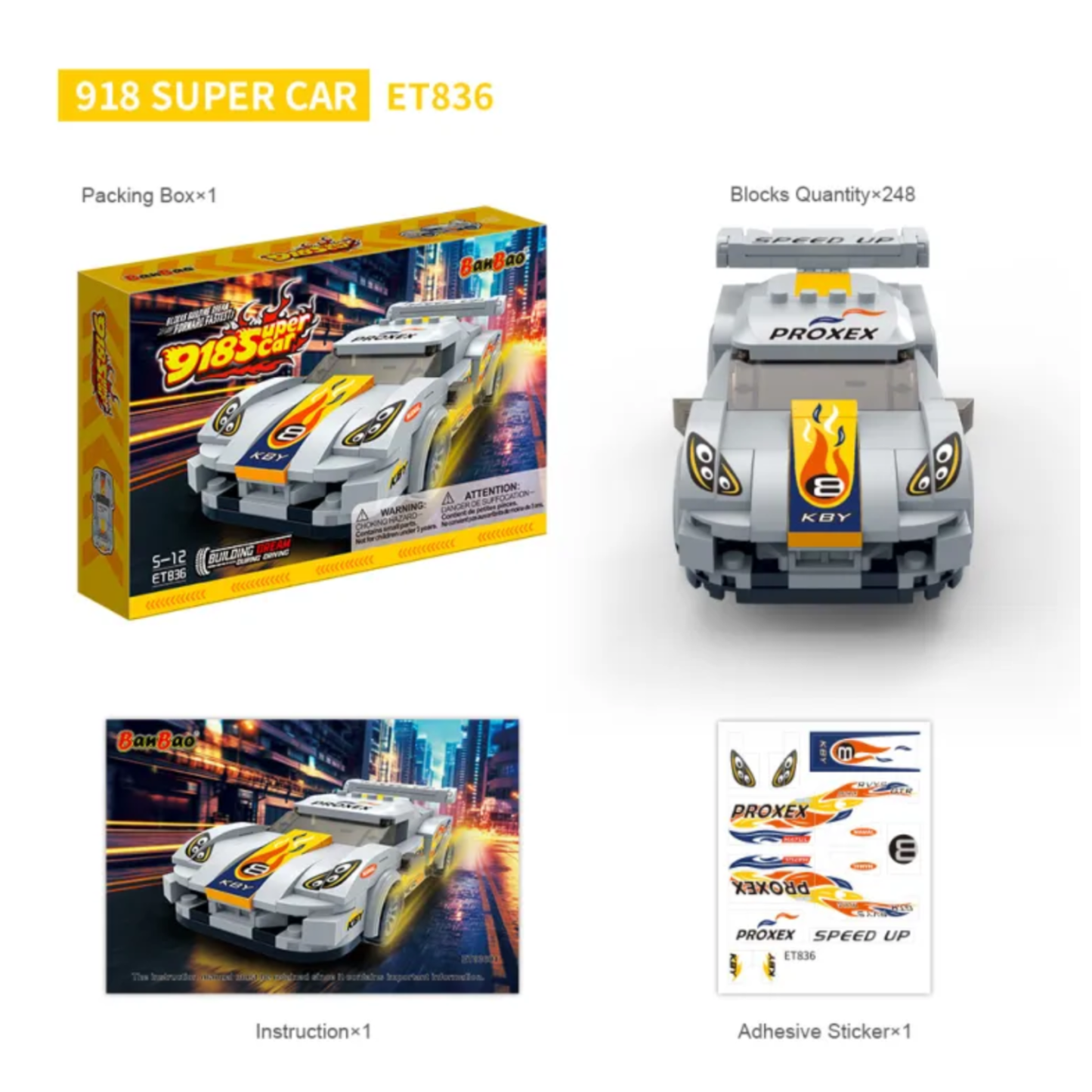 BanBao Super Race Car Building Blocks Cool Collectible Model Race Car Brick Toy - RS7487/RS7650