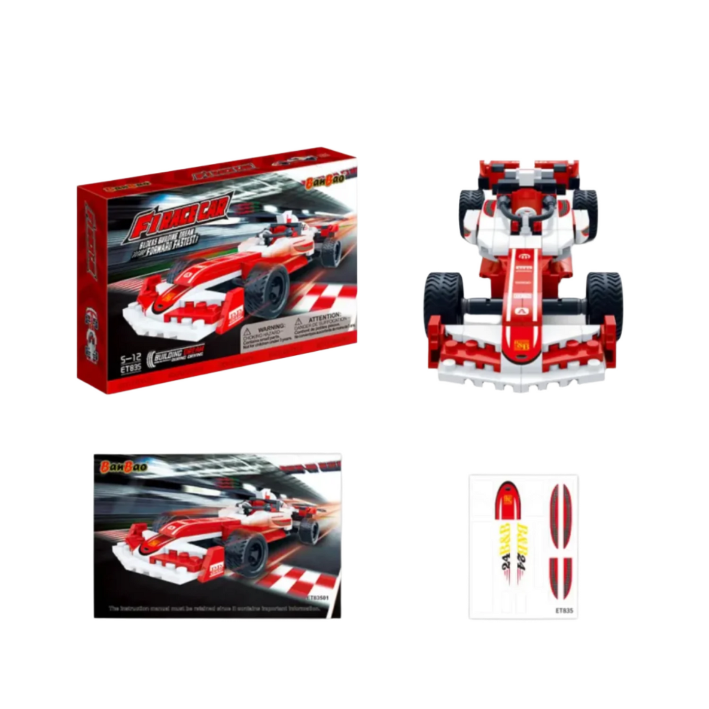 BanBao F1 Race Car Building Blocks Sports Car MOC Building Set Toys DIY Building Bricks For Kids and Adults-232 pcs - RS7486/RS7651