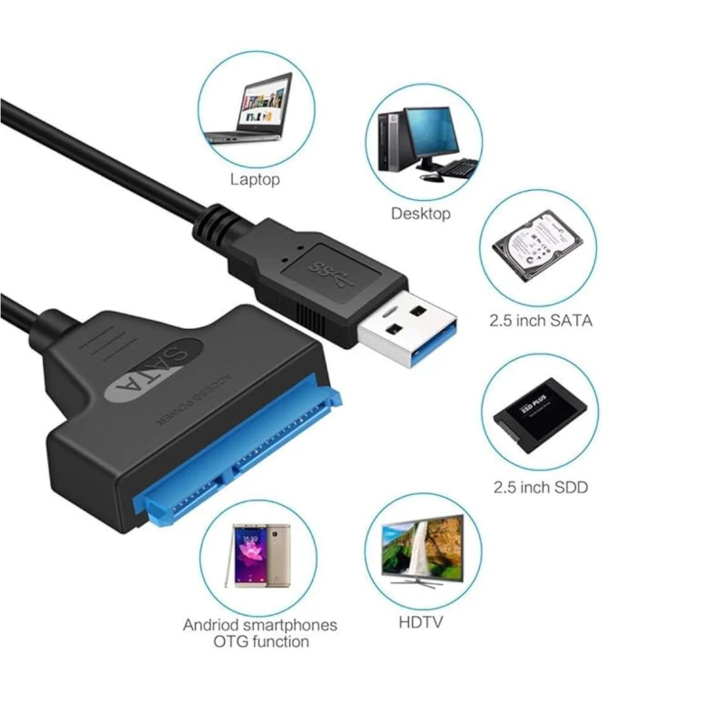 Supports up to 6 GB/S - 45cm HDD/SSD With Plug & Play Durable Material Super Fast Transfer - RS3772