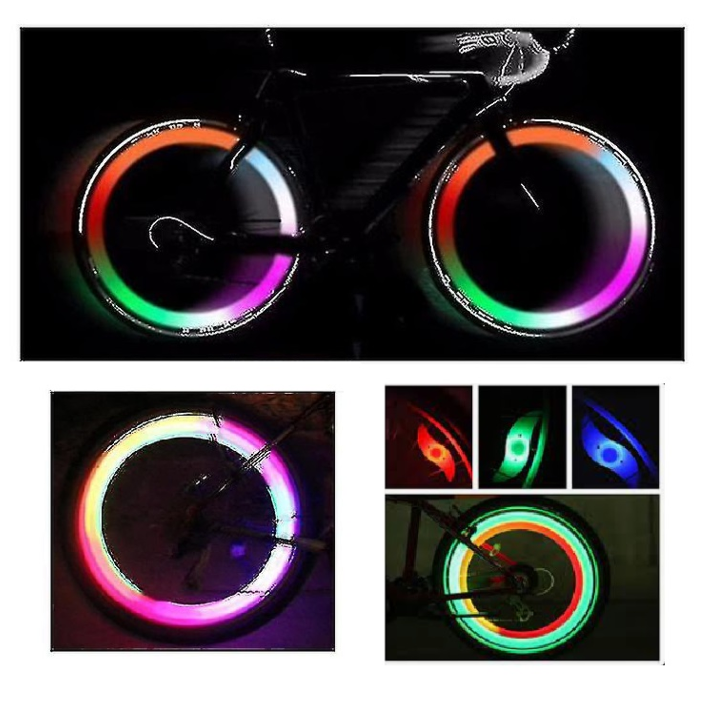 Colorful LED Silicone Bike Wheel Light Motorcycle Bicycle Bike Silicone Wheel Bike Lamp, Colorful LED