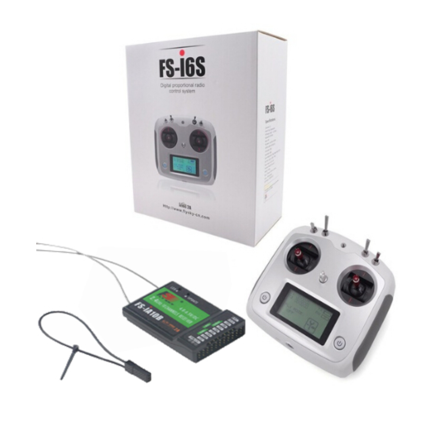 FlySky FS-i6S 10CH Remote Control 2.4G 10CH AFHDS Radio System With FS-IA10B Receiver RC Transmitter and Cell Phone Holder