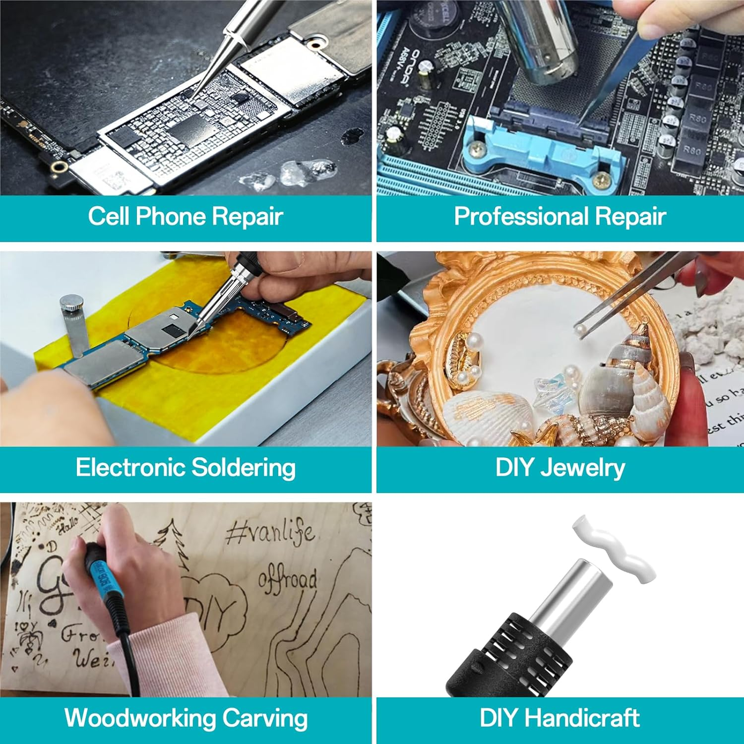 Bakon BK852D+ 2-in-1 Digital Soldering Iron & Hot Air Rework Station