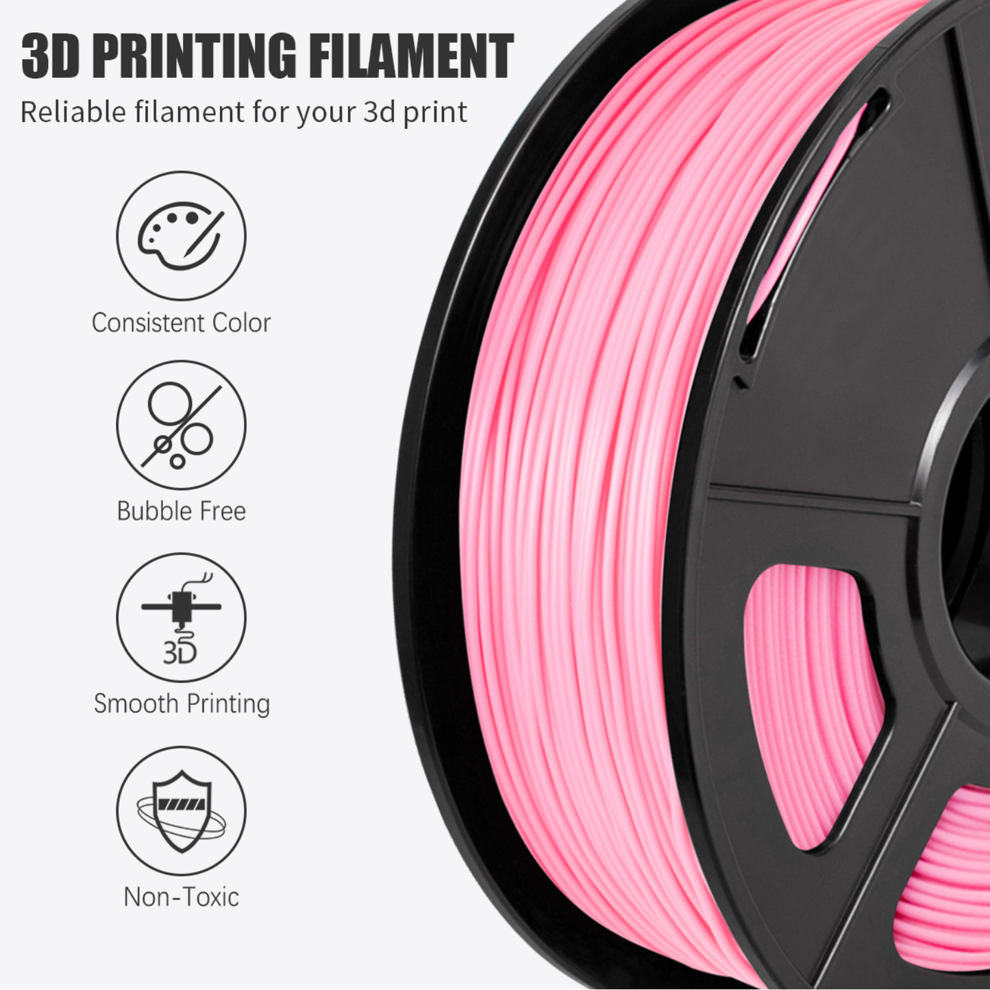 Premium HS PLA+ 3D Printer Filament 1.75mm, 1KG Gross PLA+ Filament For 3D Printers Bubblegum Pink - RS7196