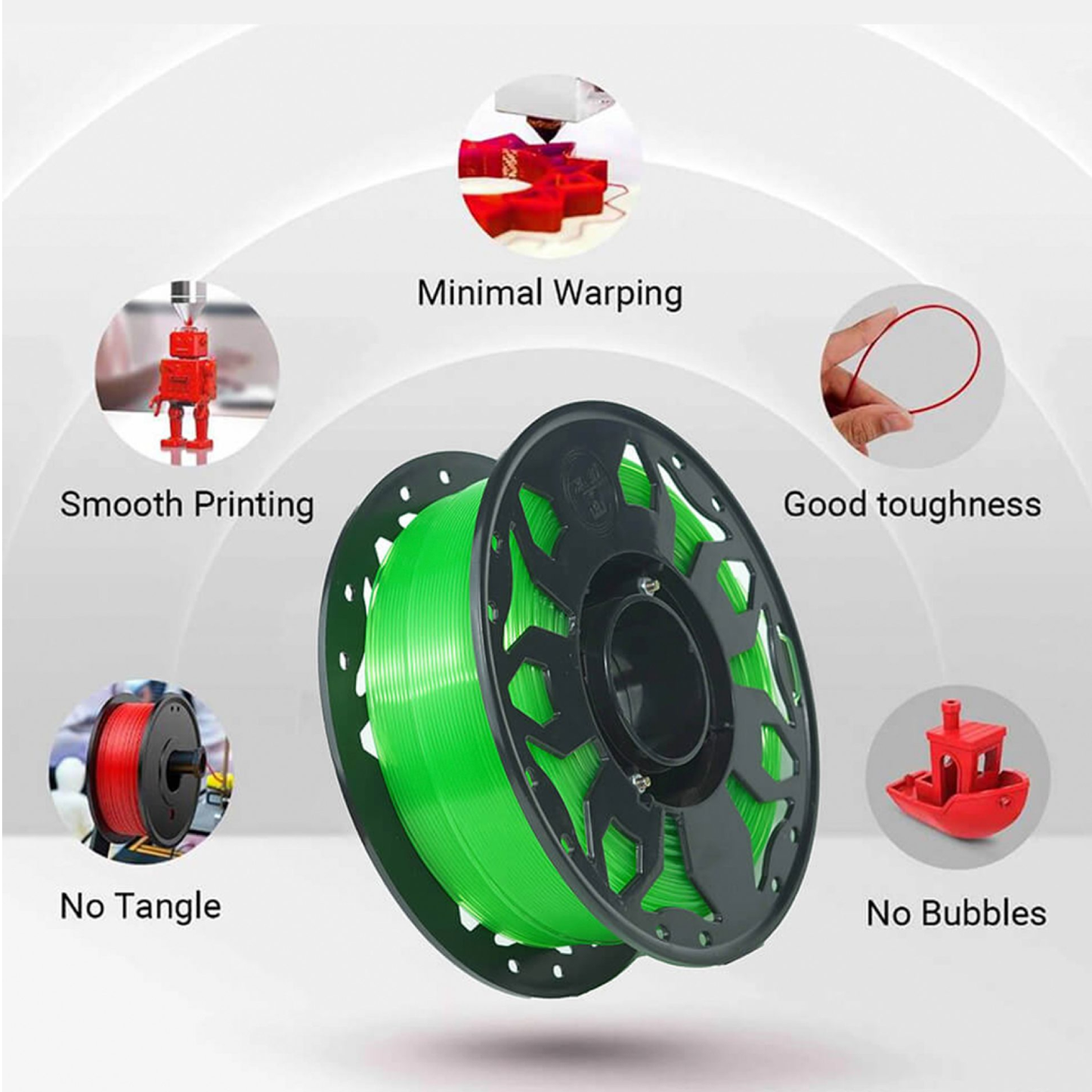 HS PLA+ 3D Printer Filament 1.75mm 1kg Gross PLA+ 3D Printing Filament Compatible With Most FDM Printers (Clear Series) Green - RS7127