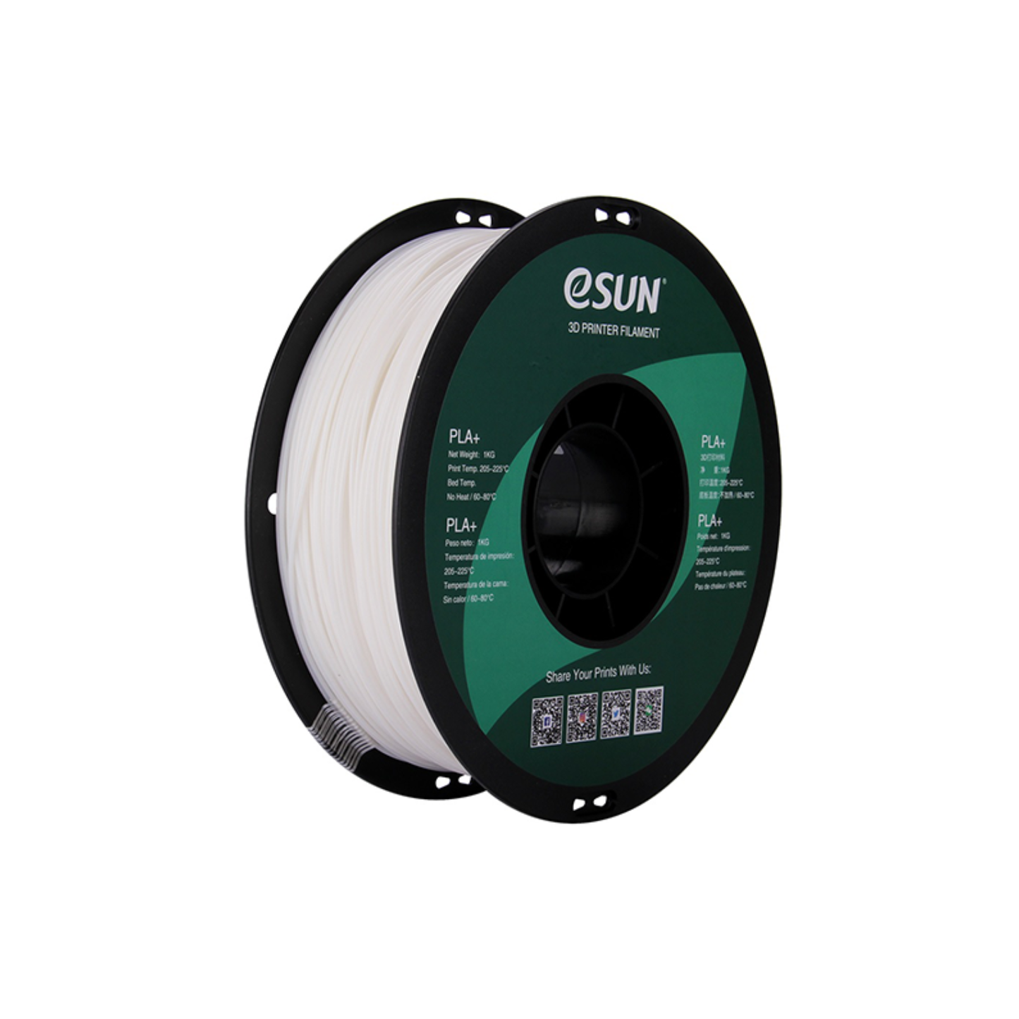 eSun PLA+ 3D Printer Filament 1.75mm 1kg High Strength & Easy Print Filament For FDM 3D Printers - White - RS3387